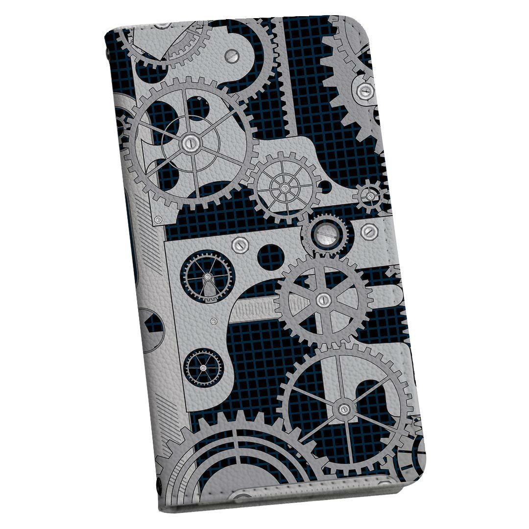 Galaxy S20 5G SC-51A ギャラクシー 専用 ケース カバー 手帳型 マグネット式 ピタッと閉まる レザーケース sc51a カード収納 ポケット igcase 008016 黒 ブラック 歯車 イラスト