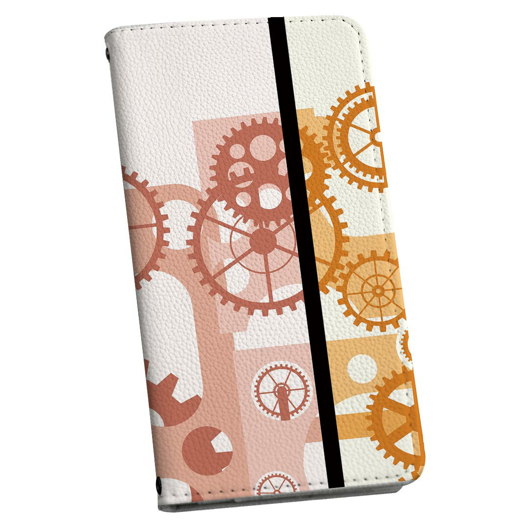 AQUOS R SH-03J アクオスR sh03j 専用 ケース カバー 手帳型 マグネット式 ピタッと閉まる レザーケース カード収納 ポケット igcase 008032 歯車　赤　青　オレンジのサムネイル