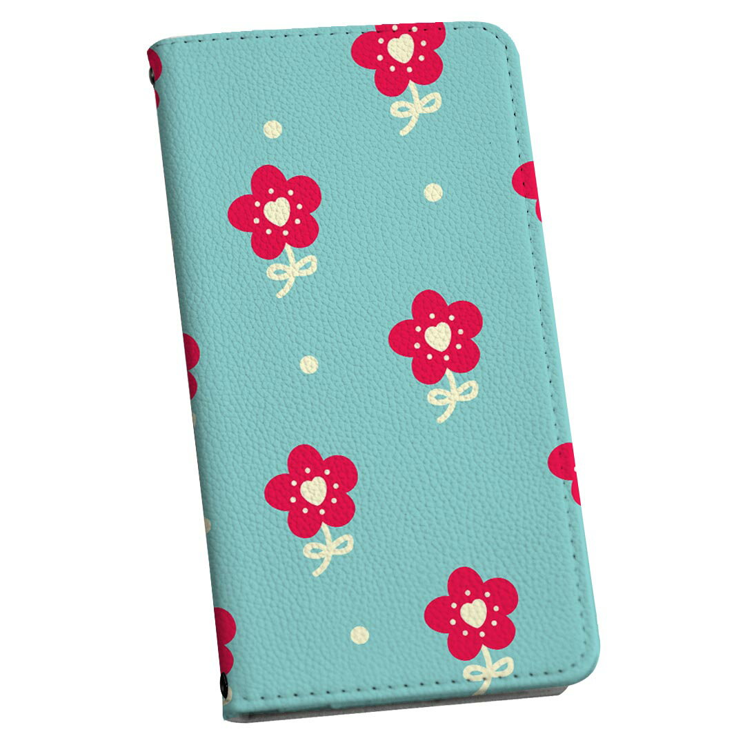 Arrows We F-51B FCG01 用 ケース カバー 手帳 f51d 共通対応 ストラップ付き ケース ショルダー スマホ 落下防止 手帳型 マグネット式 ピタッと閉まる スマホカバー 肩掛け 斜めかけ 008170 花　　水色　赤　レッド　模様