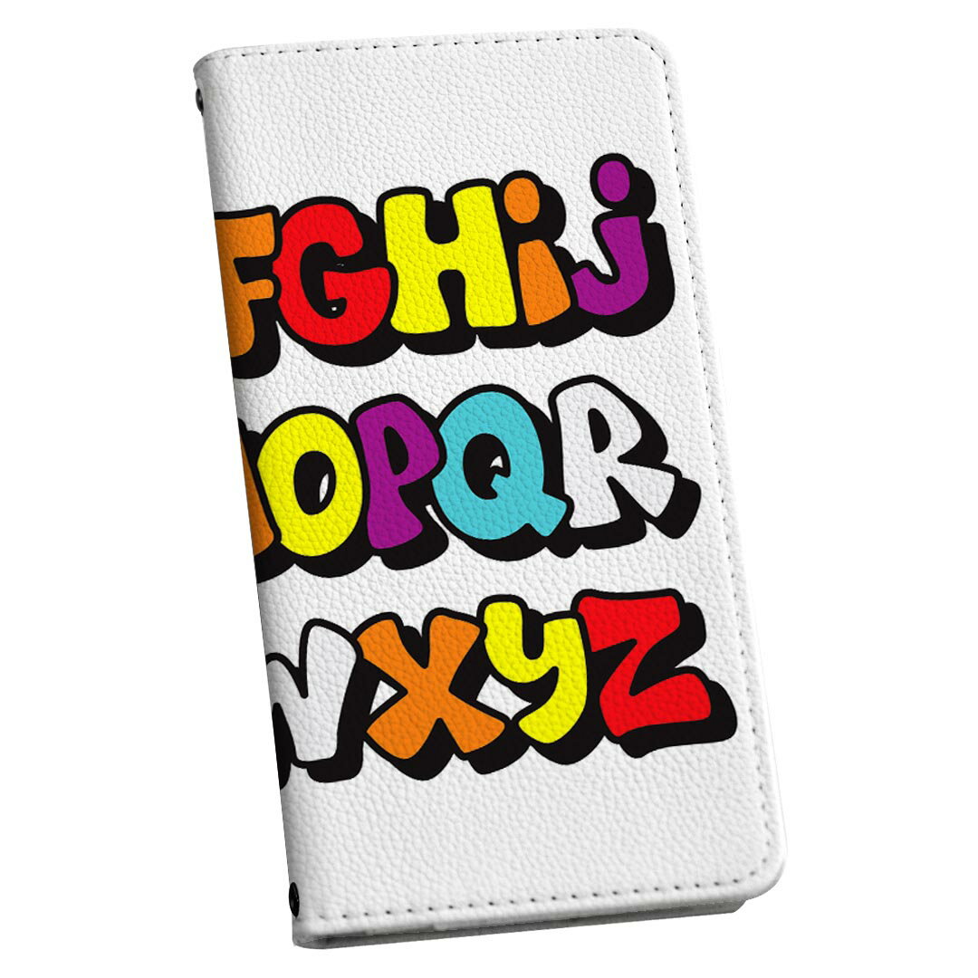 F-01J arrows NX アローズ NX ストラップ付き f01j ケース ショルダー スマホ 落下防止 手帳型 マグネット式 ピタッと閉まる スマホカバー 肩掛け 斜めかけ 008282 アルファベット　英語　文字　カラフル