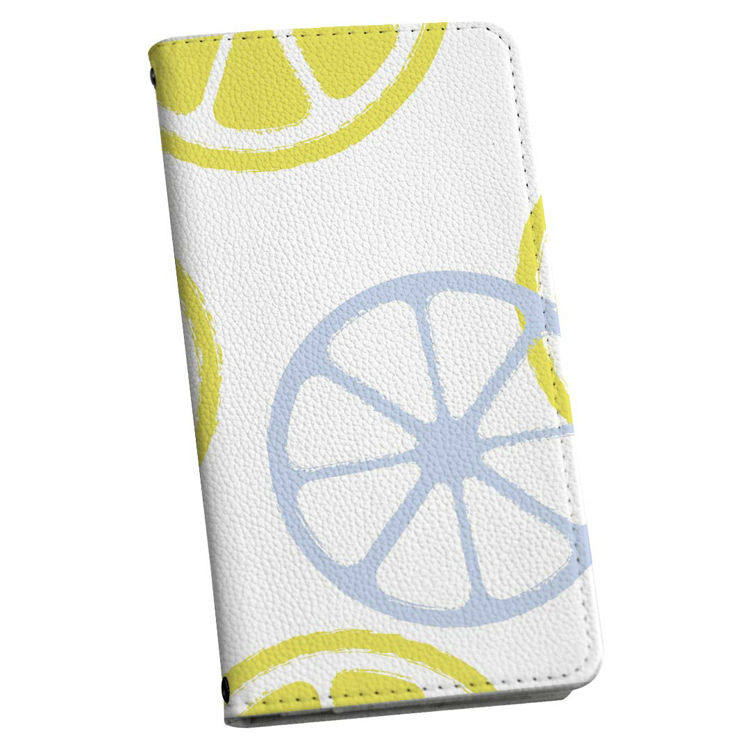 Xperia XZ2 Premium SO-04K 専用 ケース カバー 手帳型 マグネット式 ピタッと閉まる レザーケース so04k カード収納 ポケット igcase 008331 レモン　黄色　パステル　模様(2.0)