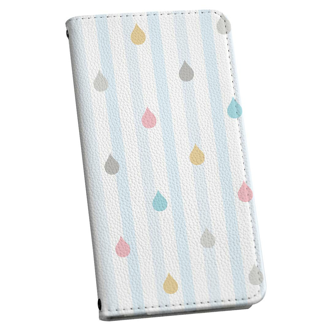 AQUOS sense SHV40 アクオスセンス 専用 ケース カバー 手帳型 マグネット式 ピタッと閉まる レザーケース カード収納 ポケット igcase 008448 パステル　カラフル　しずく　ストライプのサムネイル