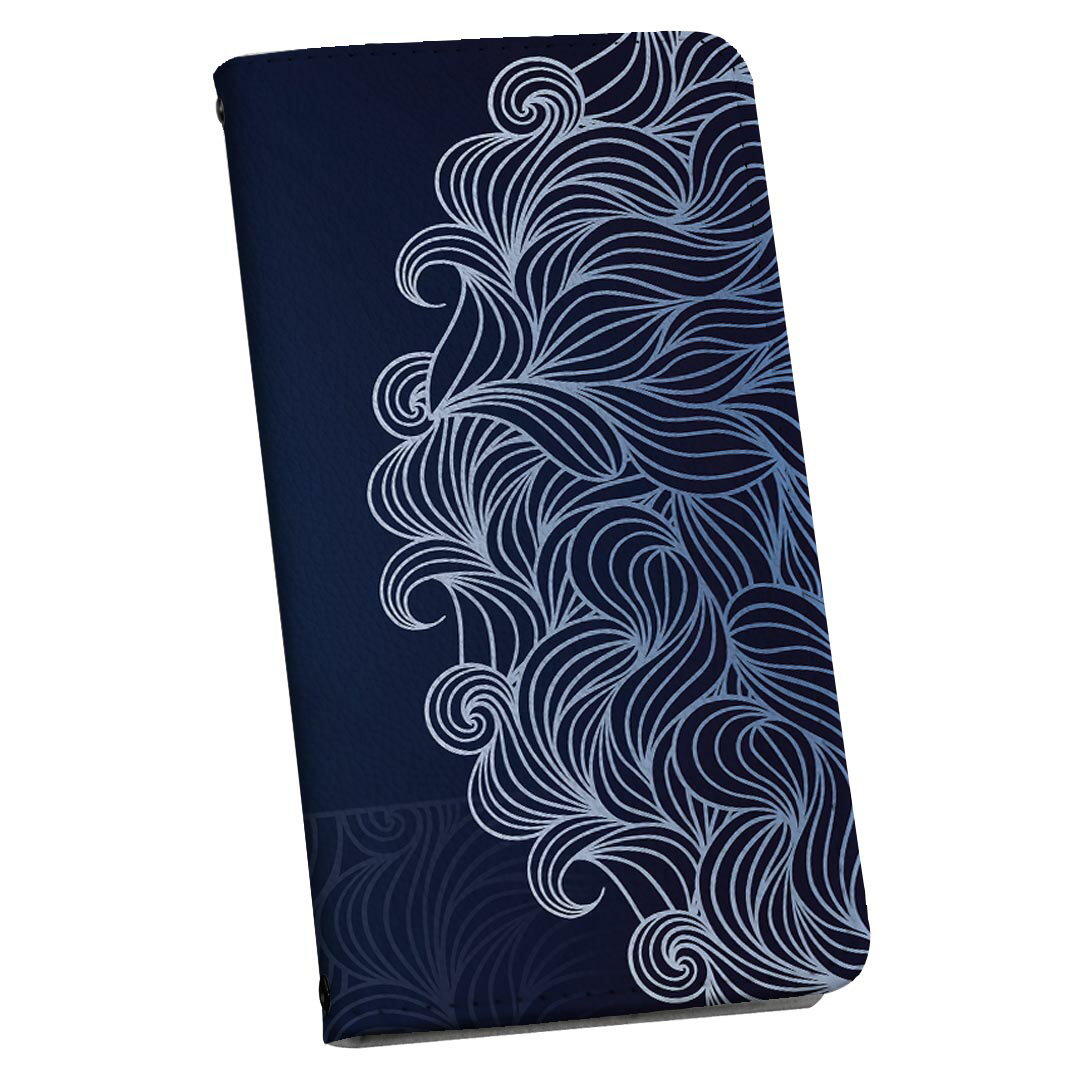 Xperia Ace II SO-41B エクスペリア 専用 ケース カバー 手帳型 マグネット式 ピタッと閉まる レザーケース so41b カード収納 ポケット igcase 008563 ハート　青　ブルー　模様