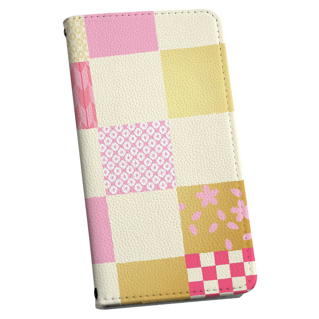 arrows N F-51C 用 手帳型 ケース カバー F-51C 対応 ケース ストラップ付き ケース ショルダー スマホ 落下防止 手帳型 マグネット式 ピタッと閉まる スマホカバー 肩掛け 斜めかけ 008624 和柄　和風　ピンク　赤　レッド　模様