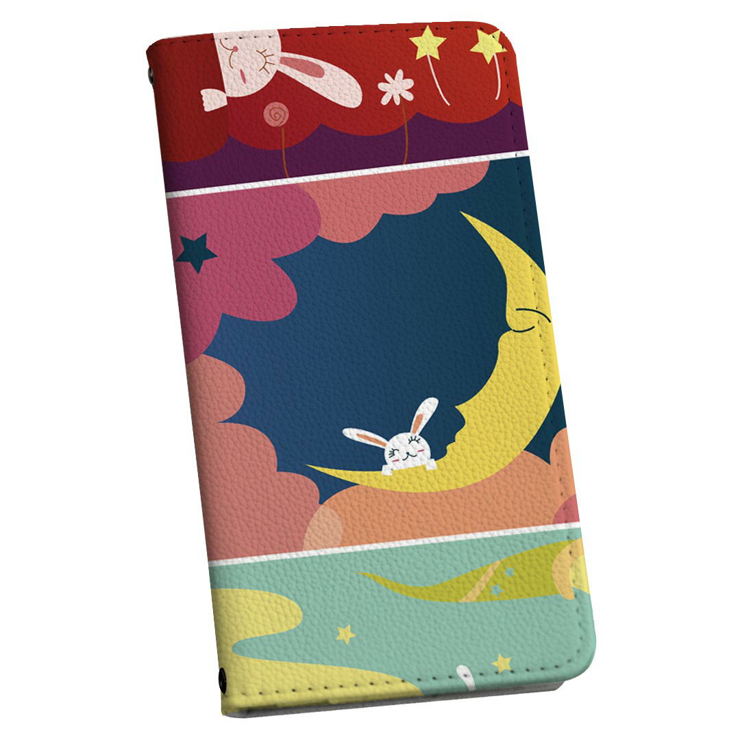 LG V60 ThinQ 5G L-51A 専用 ケース カバー 手帳型 l51a マグネット式 ピタッと閉まる レザーケース カード収納 ポケット igcase 008632 イラスト　うさぎ　キャラクター(2.0)