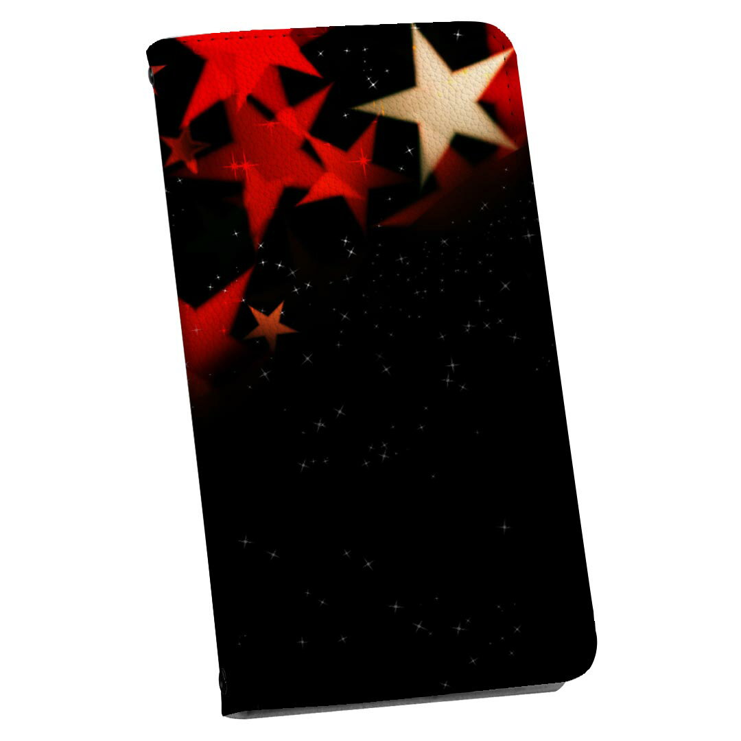 L-03K LG Electronics LG style エルジースタイル 専用 ケース カバー 手帳型 マグネット式 ピタッと閉まる レザーケース l03k docomo カード収納 ポケット igcase 008722 黒 ブラック レッド 赤 星 スター