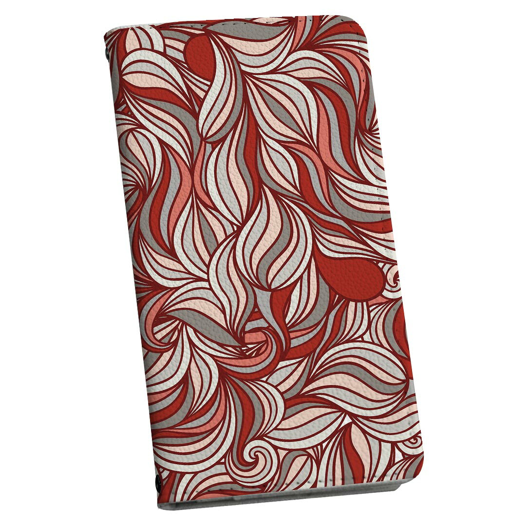 Mobile Phone Cases - AQUOS R10 用 スマホカバー SH-51F / A501SH / SH-M31 共通対応 エクスペリア 手帳型 マグネット式 ピタッと閉まる レザーケース カード収納 ポケット igcase 008745 模様　赤　レッド