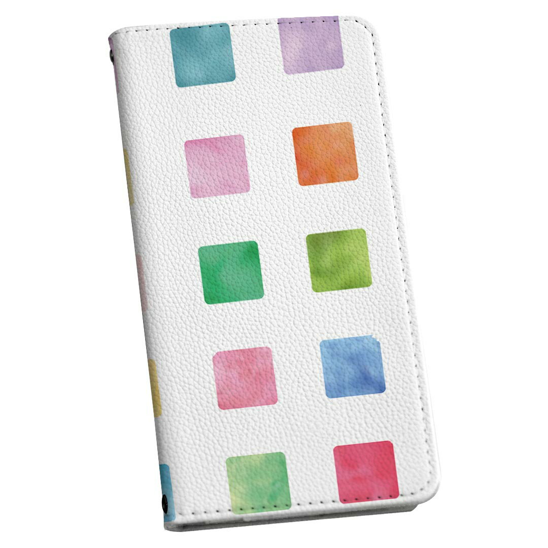 Xperia 10 III エクスペリア SO-52B SOG04 共通対応 専用 ケース カバー 手帳型 マグネット式 ピタッと閉まる レザーケース so52b カード収納 ポケット igcase 008901 四角　カラフル　パステル　模様(2.0)