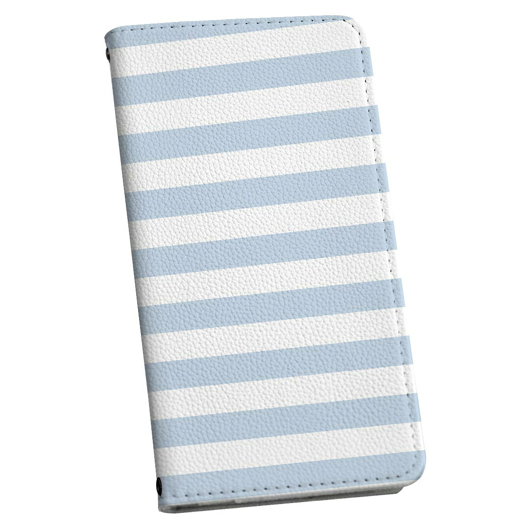 Rakuten - AQUOS sense6 用 スマホカバー SH-54B SHG05 共通対応 ケース カバー 手帳型 マグネット式 ピタッと閉まる レザーケース カード収納 ポケット 009043 シンプル　ボーダー　青