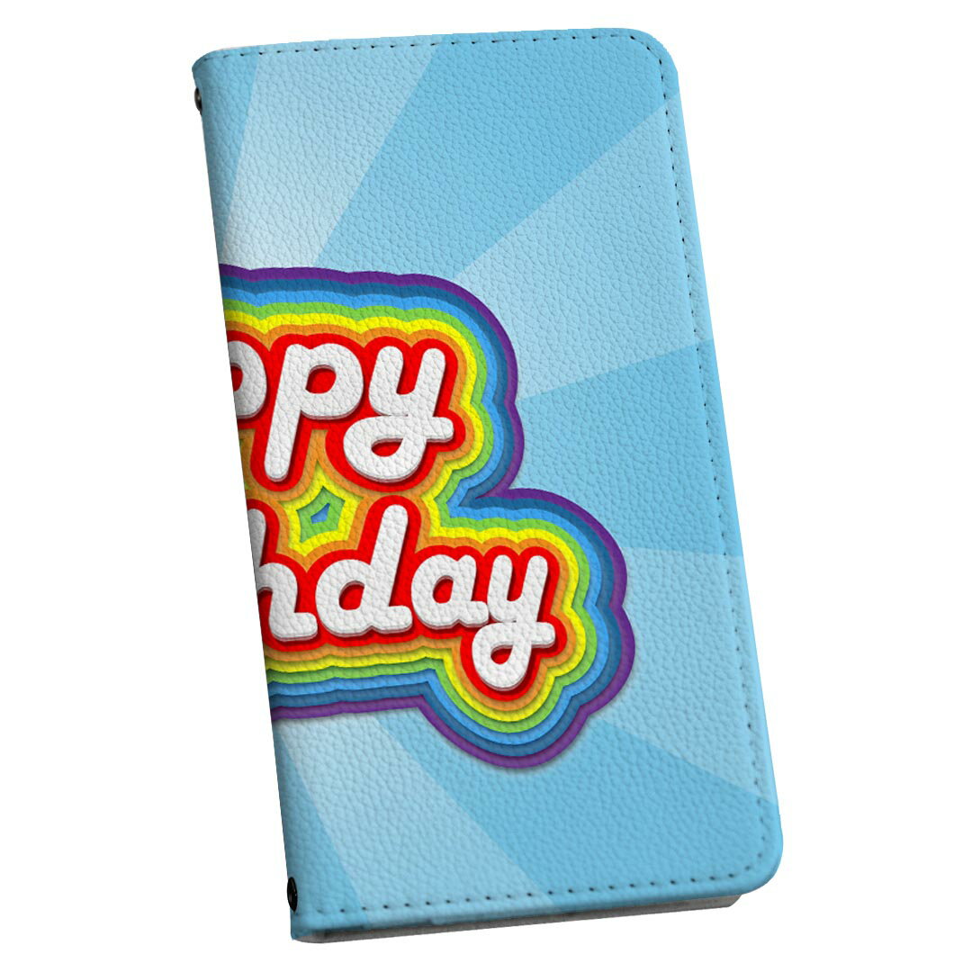 Galaxy A41 SC-41A ギャラクシー 専用 ケース カバー 手帳型 マグネット式 ピタッと閉まる レザーケース sc41a docomo ドコモ カード収納 ポケット igcase 009240 英語 カラフル バースデー