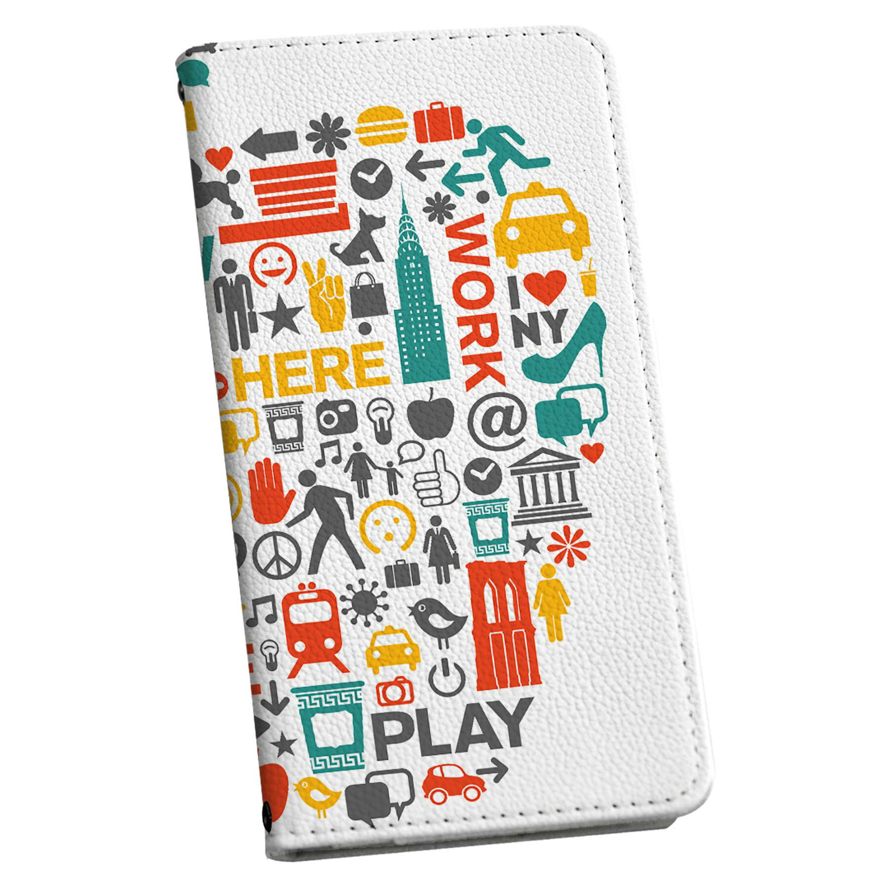 AQUOS wish5 用 スマホカバー SH-52F / SH-M32 共通対応 ケース カバー 手帳型 マグネット式 ピタッと閉まる レザーケース カード収納 ポケット 009357 りんご 外国 英語