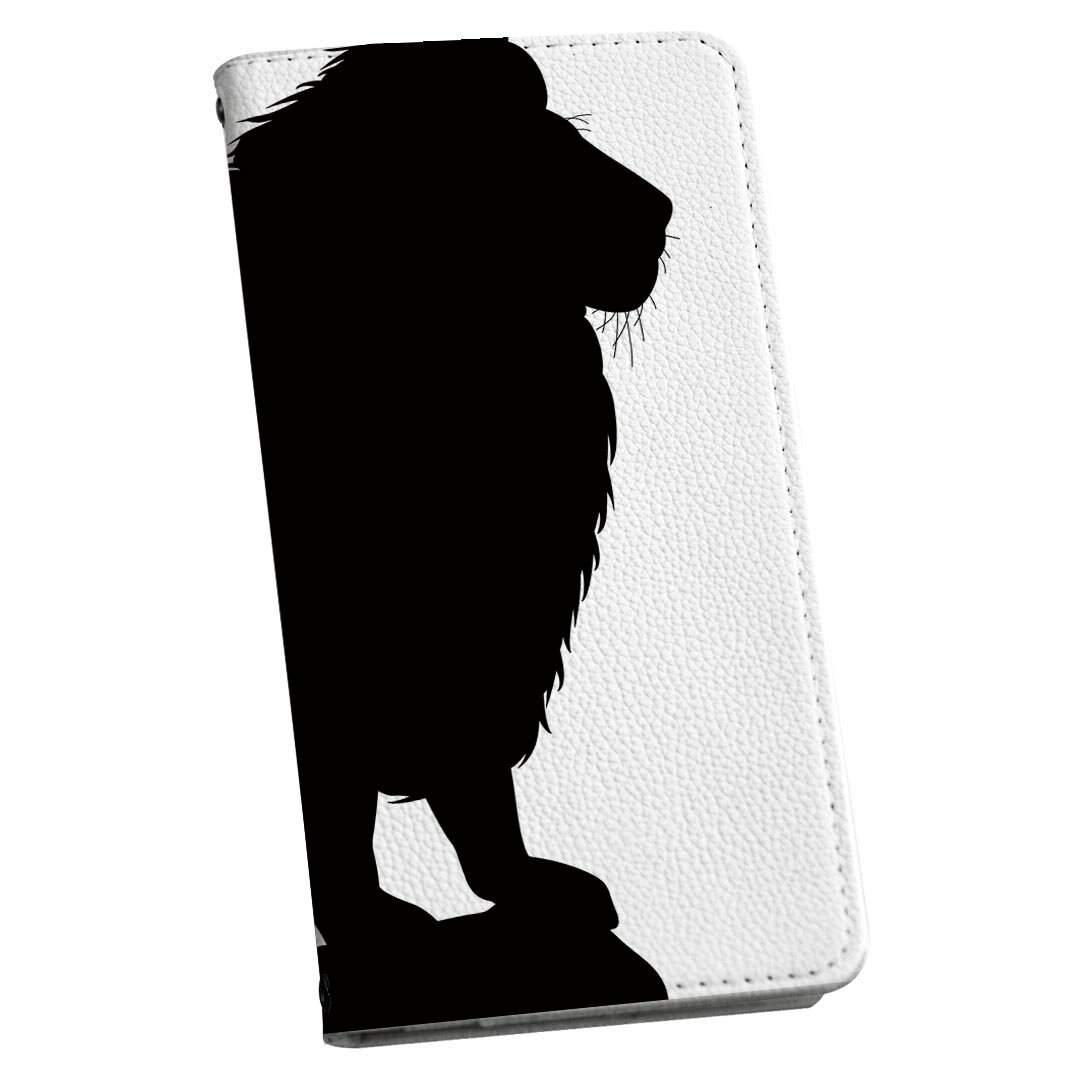 Xperia Z5 SOV32 エクスペリア 専用 ケース カバー 手帳型 マグネット式 ピタッと閉まる レザーケース sov32 カード収納 ポケット igcase 009564 動物　ライオン　モノクロ