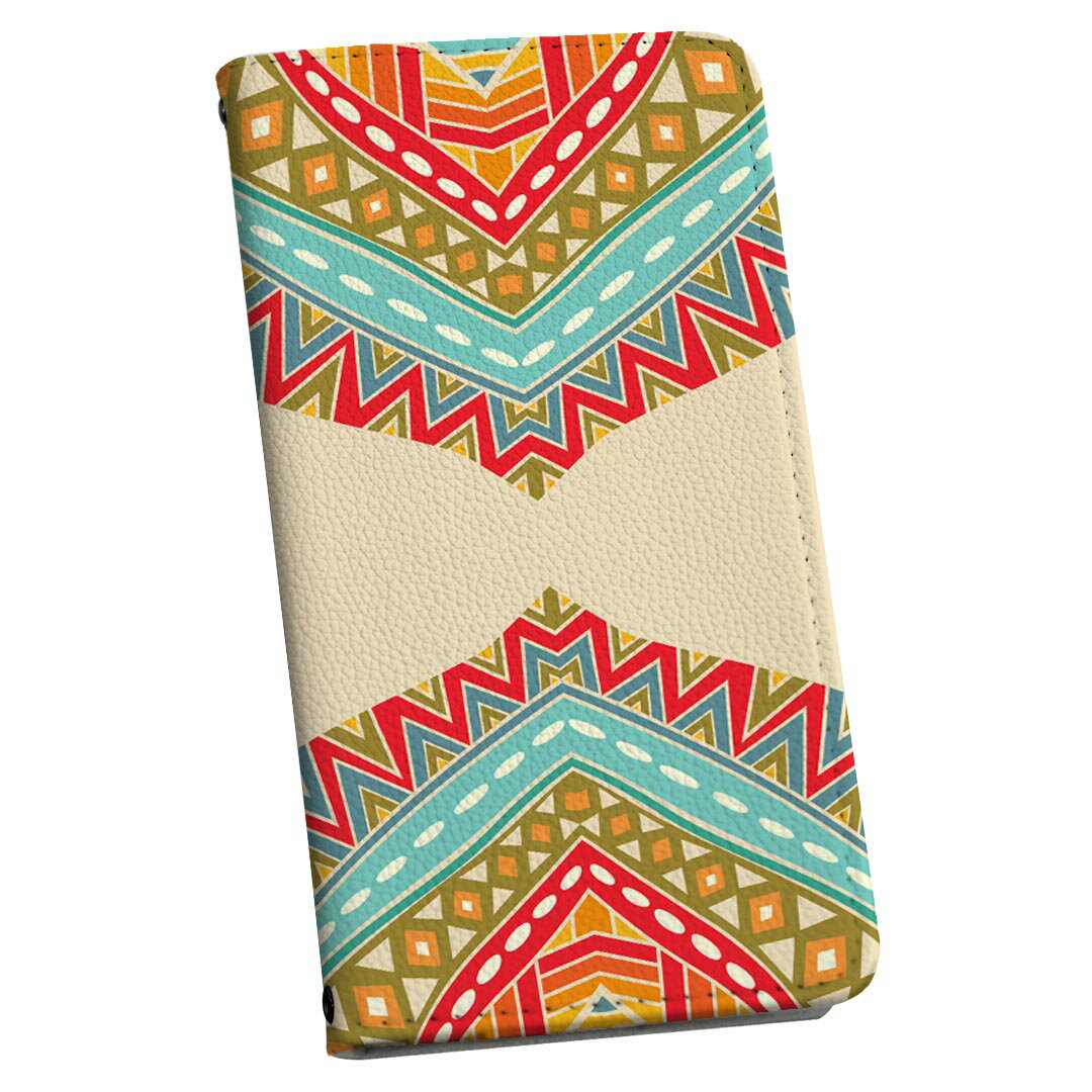 LGV33 Qua phone PX キュア フォン lgv33 ストラップ付き ケース ショルダー スマホ 落下防止 手帳型 マグネット式 ピタッと閉まる スマホカバー 肩掛け 斜めかけ 010136 アジアン　模様　カラフル