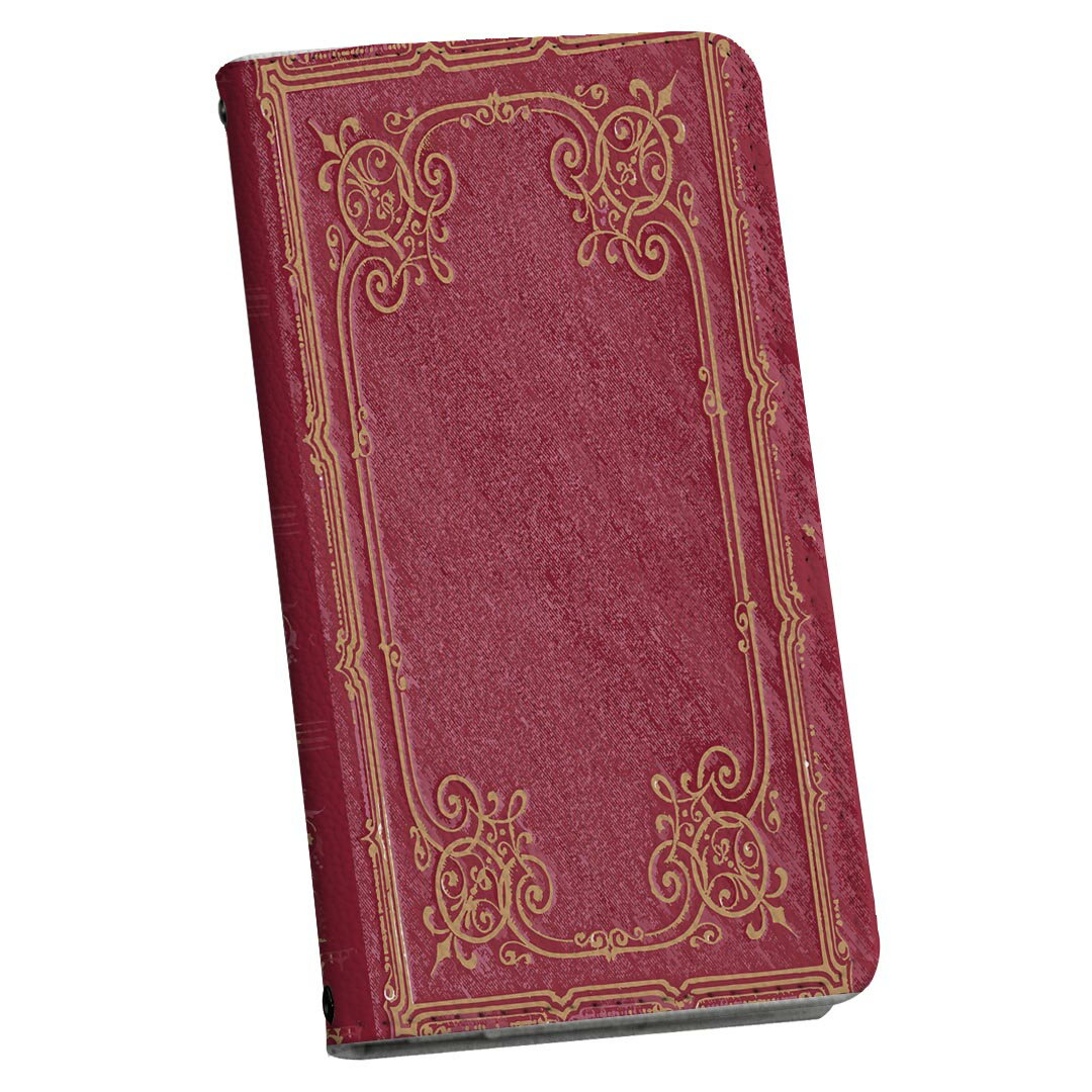 SH-02M AQUOS sense3 アクオス センススリー 専用 ケース カバー 手帳型 マグネット式 ピタッと閉まる レザーケース sh02m docomo ドコモ カード収納 ポケット igcase 010275 レトロ　赤　模様