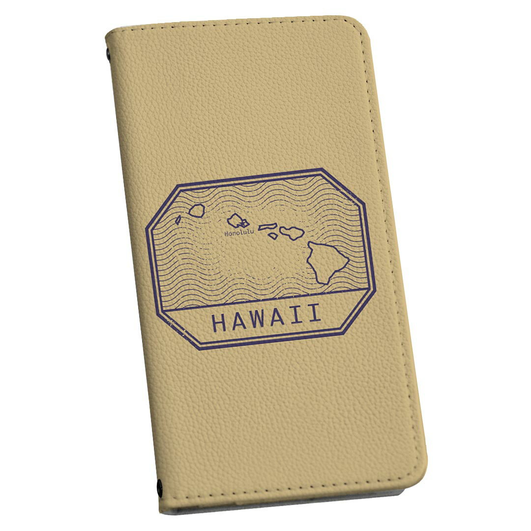 OPPO A54 5G OPG02 専用 ケース カバー 手帳型 oppoa54 マグネット式 ピタッと閉まる レザーケース カード収納 ポケット igcase 010530 ハワイ ホノルル 地図