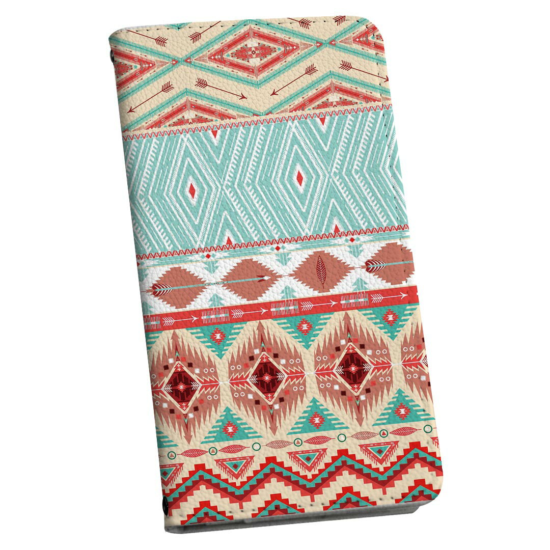 iPhoneSE ケース 第2世代 / 第3世代 iPhone 7 / iPhone 8 共通対応 アイフォーン 専用 ケース カバー 手帳型 マグネット式 ピタッと閉まる レザーケース sc02k カード収納 ポケット igcase 010628 ネイティブ柄　赤　緑