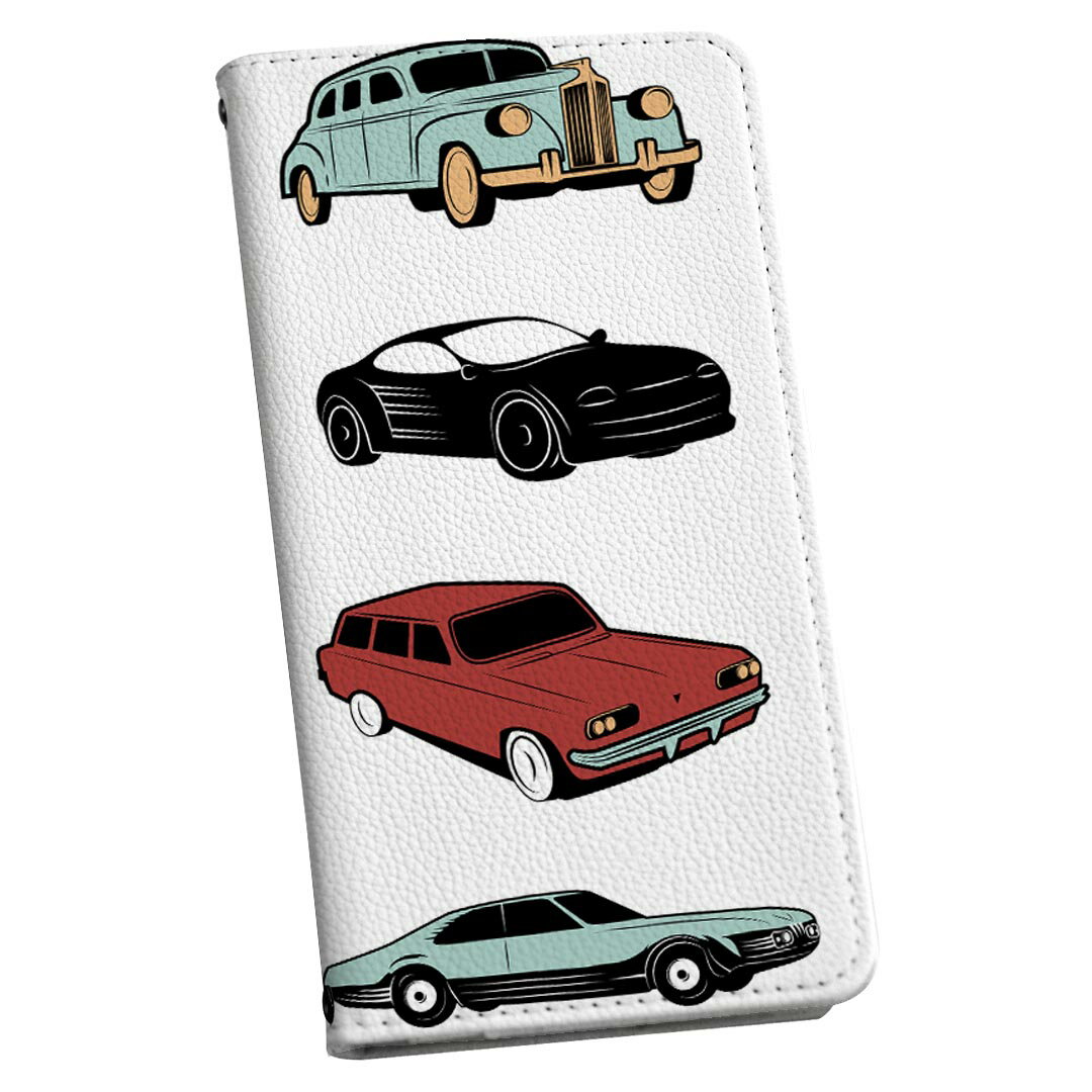 AQUOS R2 SH-03K アクオスR2 専用 ケース カバー 手帳型 マグネット式 ピタッと閉まる レザーケース sh03k カード収納 ポケット igcase 010758 レトロ　車　イラスト