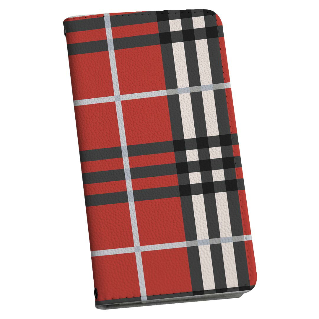 LGV33 Qua phone PX キュア フォン lgv33 ストラップ付き ケース ショルダー スマホ 落下防止 手帳型 マグネット式 ピタッと閉まる スマホカバー 肩掛け 斜めかけ 010831 チェック　赤　黒