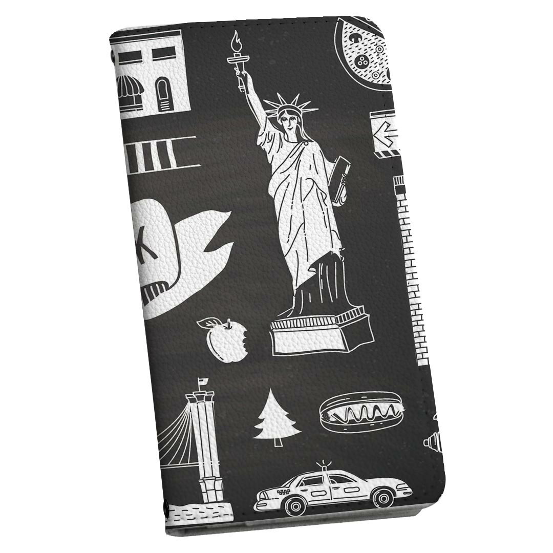 iPhone14 6.1インチ 専用 各キャリア iPhone 14 共通対応 ストラップ付き iphone14 ケース ショルダー スマホ 落下防止 手帳型 マグネット式 ピタッと閉まる スマホカバー 肩掛け 斜めかけ 010842 ニューヨーク　風景　コーヒー