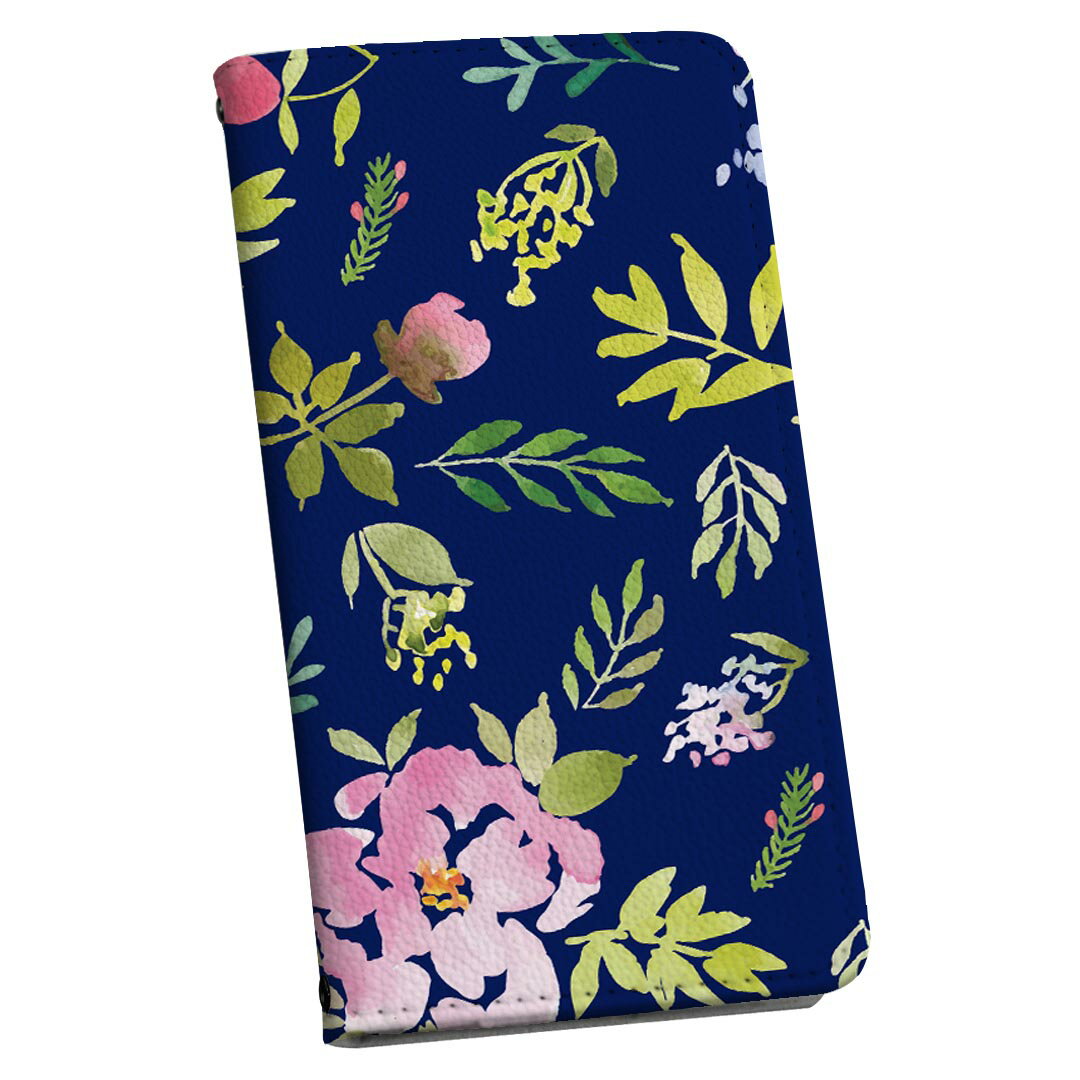 Xperia 1 IV SO-51C / SOG06 / A201SO 共通対応 エクスペリア ストラップ付き so51c ケース ショルダー スマホ 落下防止 手帳型 マグネット式 ピタッと閉まる スマホカバー 肩掛け 斜めかけ 011067 花　　青