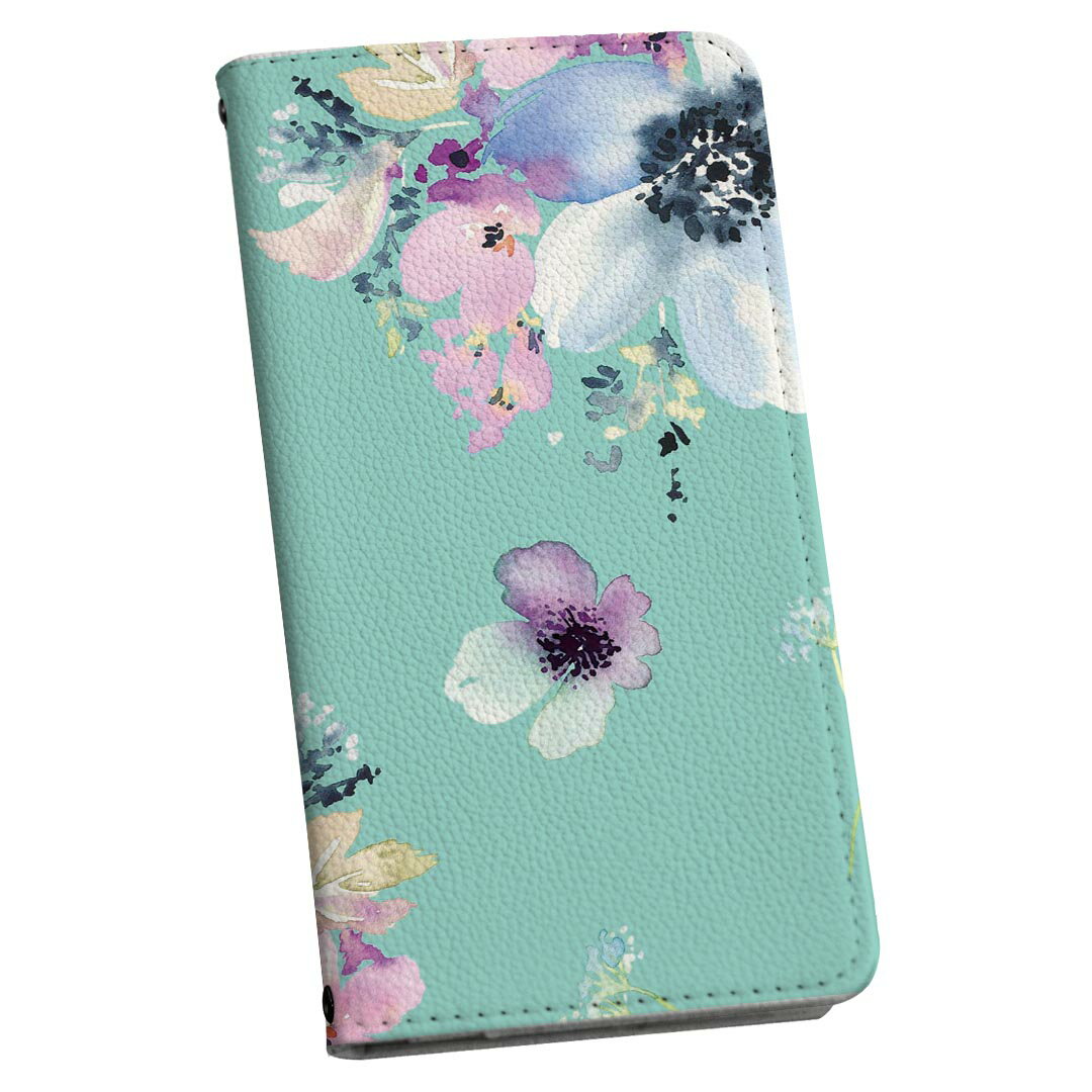 SH-01L AQUOS sense2 アクオス センスツー 専用 ケース カバー 手帳型 マグネット式 ピタッと閉まる レザーケース docomo ドコモ sh01l カード収納 ポケット igcase 011111 花　水彩　カラフル