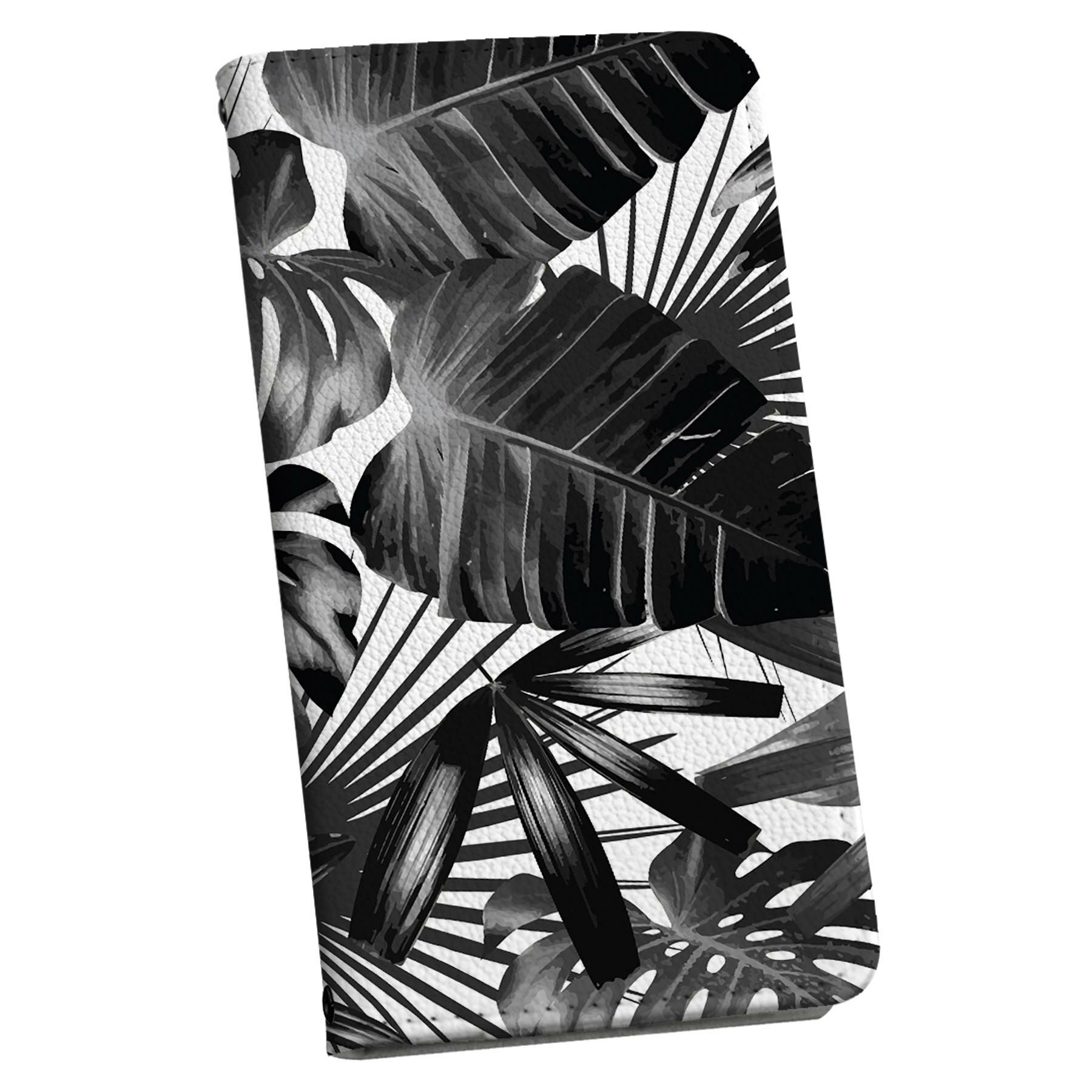 Galaxy S25 Ultra 用 SC-52F / SCG32 共通対応 sc52f 手帳型ケース ストラップ付き ショルダー スマホ 落下防止 手帳型 マグネット式 ピタッと閉まる スマホカバー 肩掛け 斜めかけ 011157 夏　ボタニカル　モノクロ