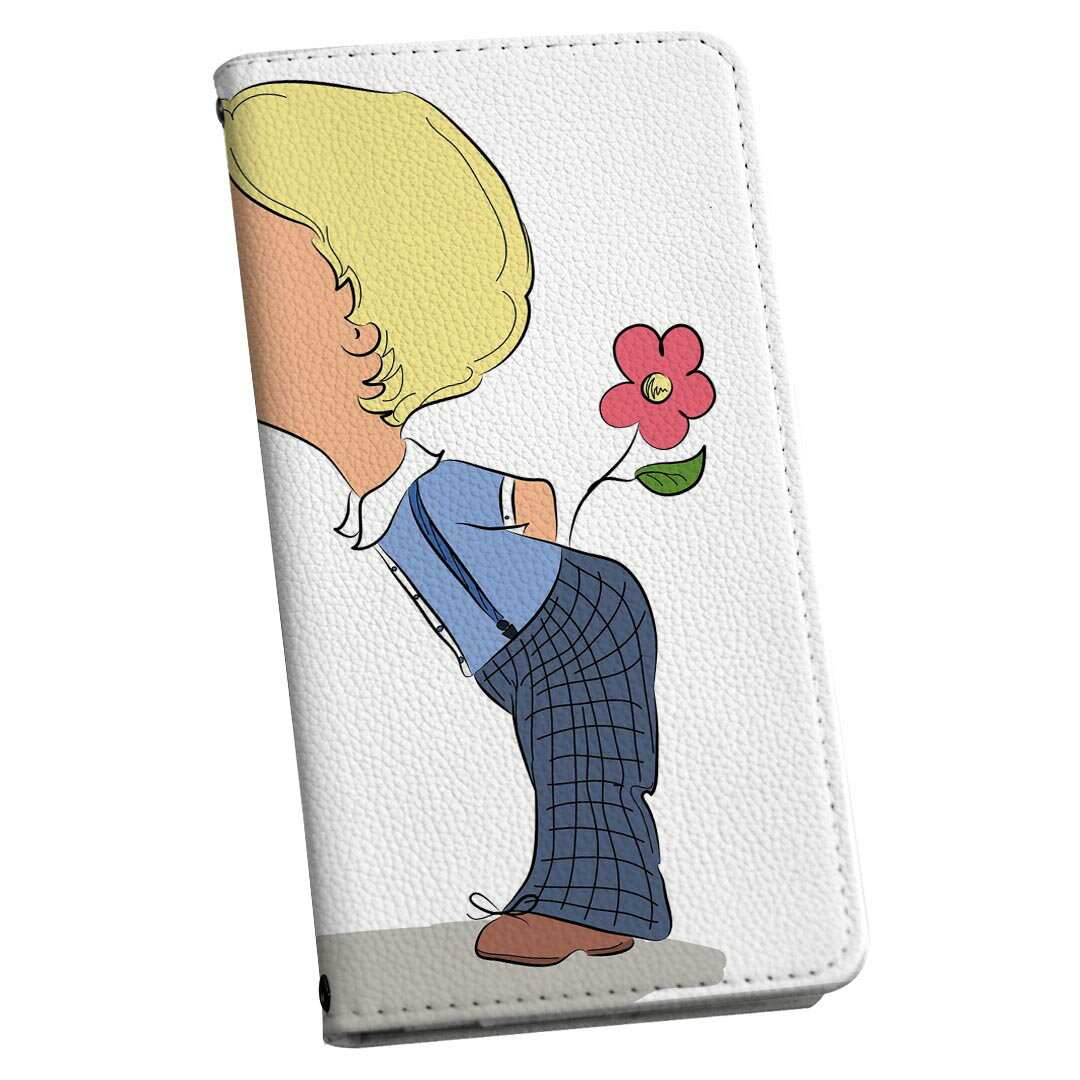 Galaxy S23 FE SCG24 用 ケース カバー 手帳型 マグネット式 ピタッと閉まる レザーケース カード収納 ポケット 011293 キャラクター　花　人物