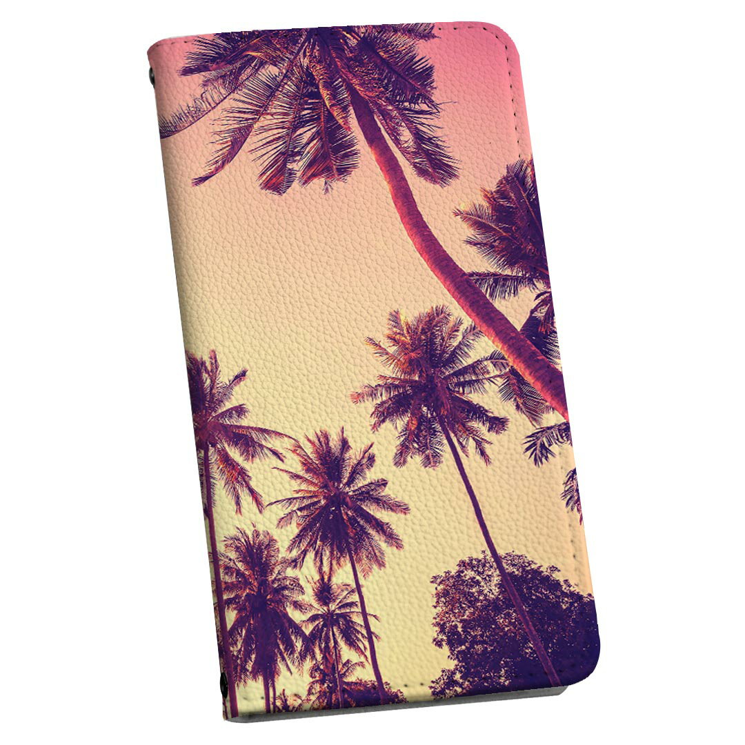 iPhone 16e 用 各キャリア 共通対応 iphone 16e 手帳型ケース ケース ストラップ付き ショルダー スマホ 落下防止 手帳型 マグネット式 ピタッと閉まる スマホカバー 肩掛け 斜めかけ 011308 夏　ヤシの木　夕日