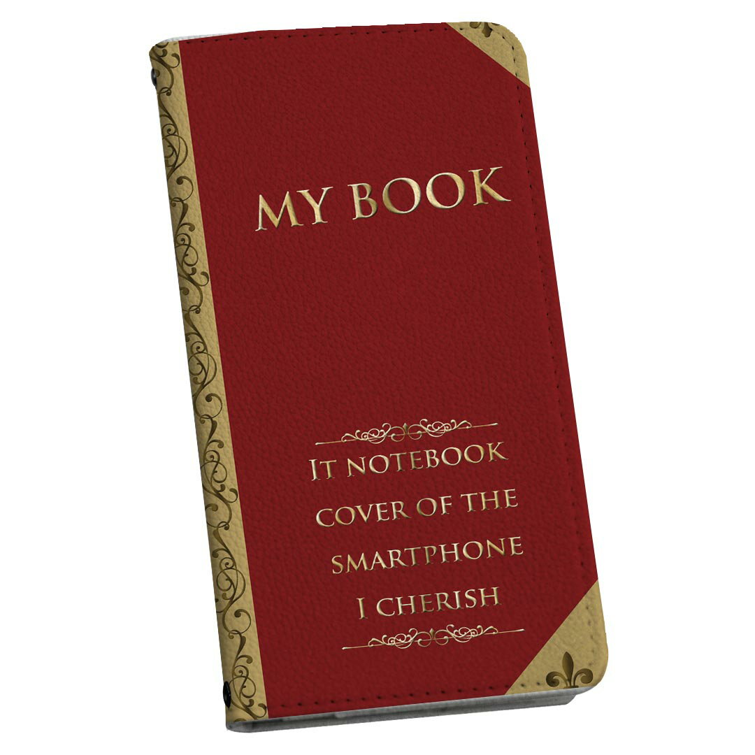 スマコレのAQUOS wish5 用 SH-52F / SH-M32 共通対応 内側プリント sh52f 対応 ケース カバー 手帳型 マグネット式 ピタッと閉まる レザーケース カード収納 ポケット 011337 本　英語　赤｜アングル2