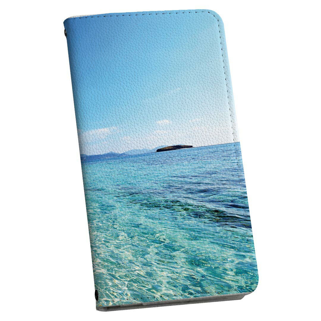 LGV33 Qua phone PX キュア フォン lgv33 ストラップ付き ケース ショルダー スマホ 落下防止 手帳型 マグネット式 ピタッと閉まる スマホカバー 肩掛け 斜めかけ 011362 海　ビーチ　夏