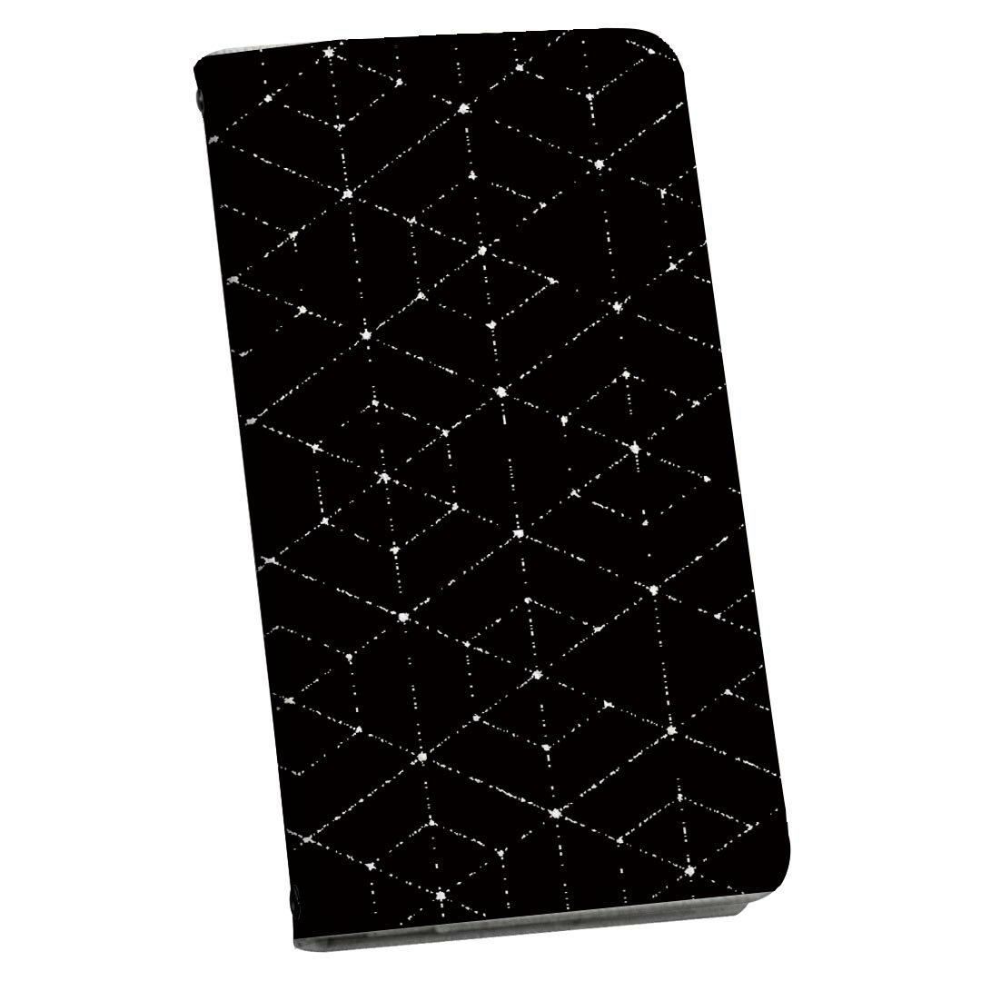 Rakuten - AQUOS wish5 用 スマホカバー SH-52F / SH-M32 共通対応 ケース カバー 手帳型 マグネット式 ピタッと閉まる レザーケース カード収納 ポケット 011389 模様　黒　シンプル