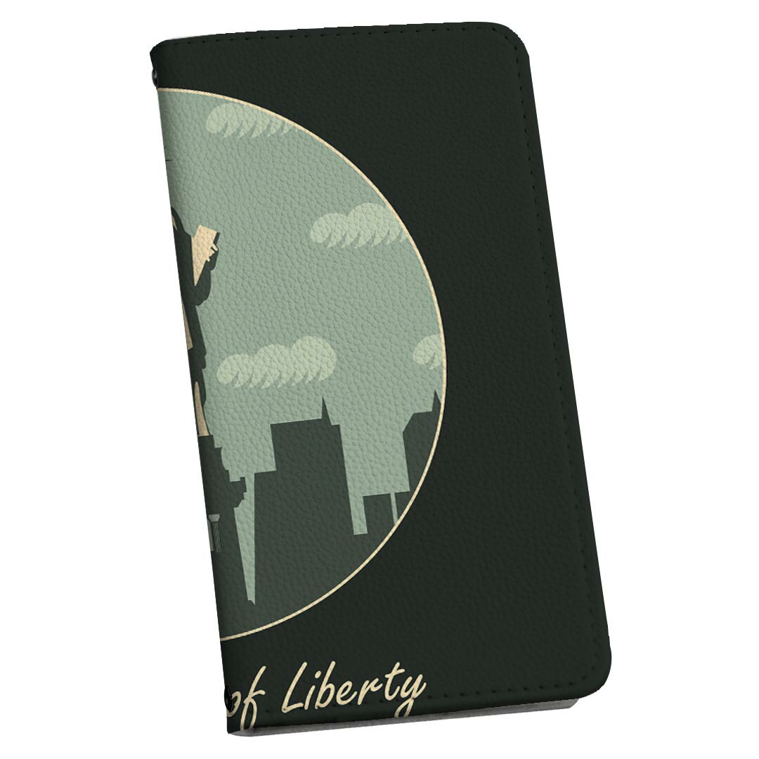 Galaxy S23 SC-51D SCG19 用 ケース カバー 手帳 sc51d 共通対応 ストラップ付き ケース ショルダー スマホ 落下防止 手帳型 マグネット式 ピタッと閉まる スマホカバー 肩掛け 斜めかけ 011634 アメリカ　外国　自由の女神