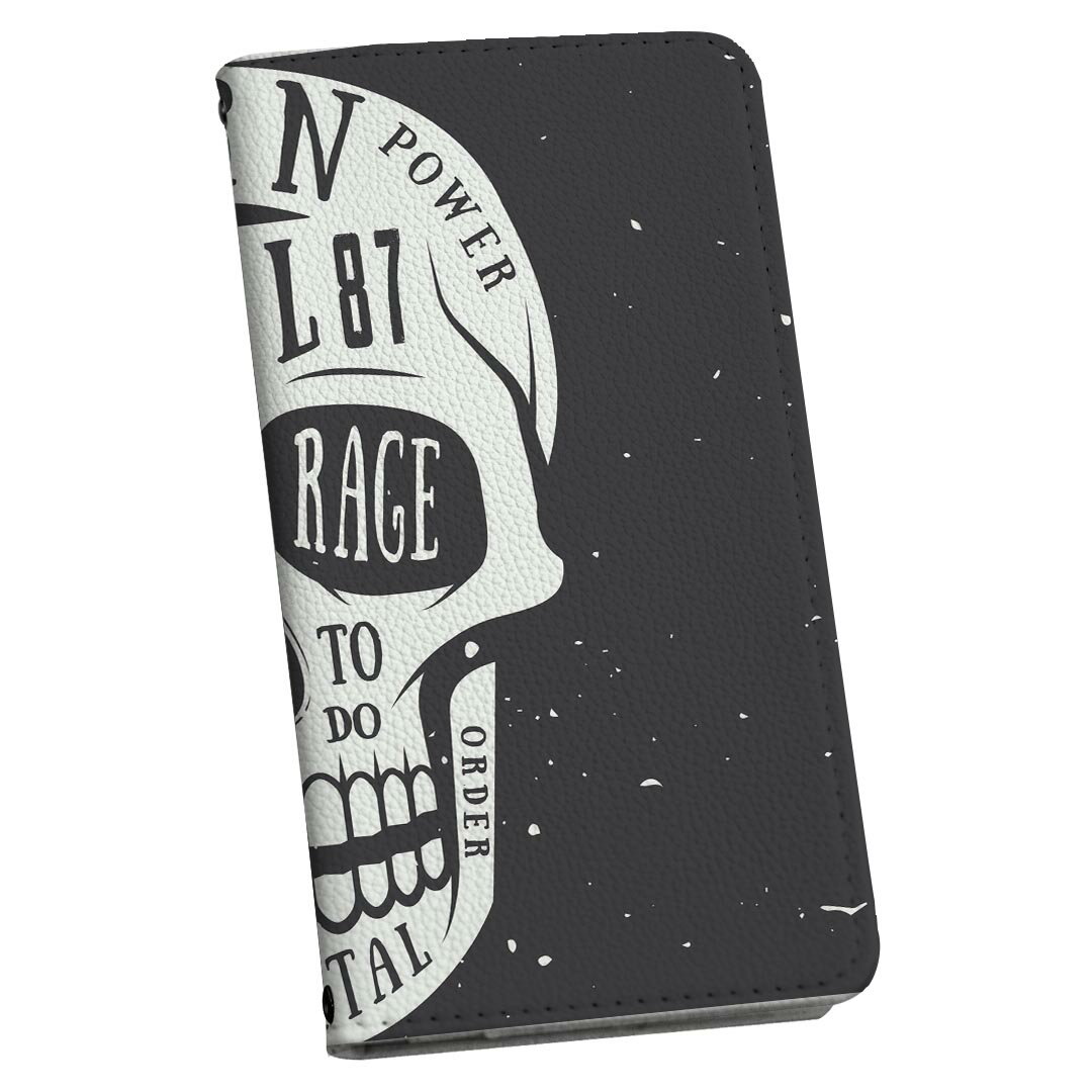 AQUOS sense7 SH-53C SHG10 用 共通対応 ケース カバー 手帳 sh53c ストラップ付き ケース ショルダー スマホ 落下防止 手帳型 マグネット式 ピタッと閉まる スマホカバー 肩掛け 斜めかけ 011653 骸骨　ドクロ　英語