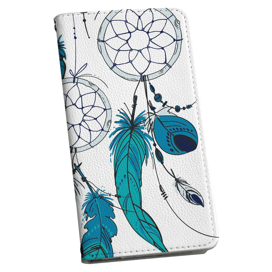 Xperia 1 VI 用 ケース カバー 手帳型 SO-51E / SOG13 / A401SO 共通対応 マグネット式 so51e ピタッと閉まる レザーケース カード収納 ポケット igcase 011775 ドリームキャッチャー　青