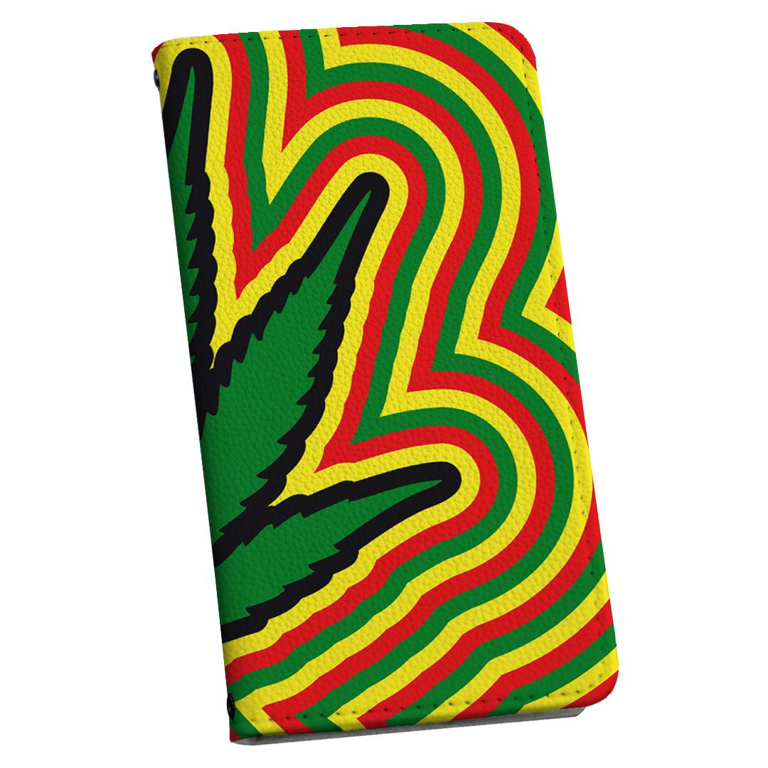 iPhone15pro 6.1インチ 専用 各キャリア iPhone15 Pro プロ 共通対応 ケース カバー 手帳型 マグネット式 ピタッと閉まる レザーケース カード収納 ポケット igcase 011825 レゲエ　植物　音楽