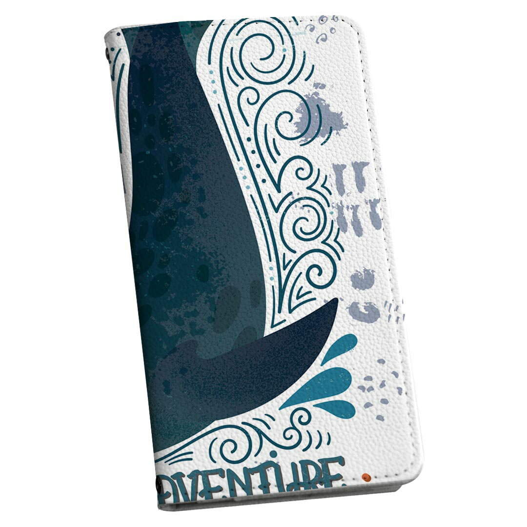 Galaxy A20 SCV46 ギャラクシーA20 専用 ケース カバー 手帳型 マグネット式 ピタッと閉まる レザーケース sc02k カード収納 ポケット igcase 011912 英字　くじら　海