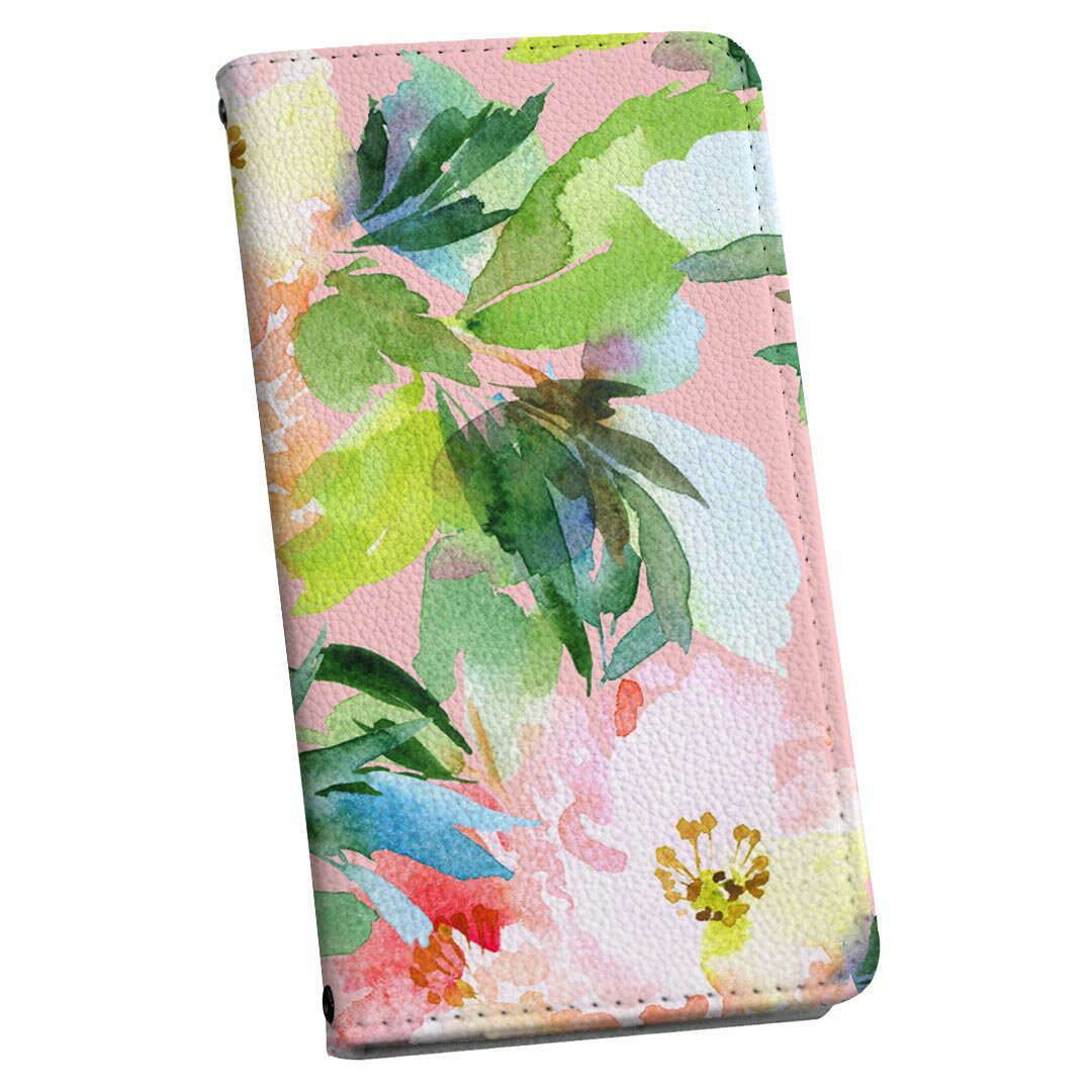 Xperia Ace II SO-41B エクスペリア 専用 ケース カバー 手帳型 マグネット式 ピタッと閉まる レザーケース so41b カード収納 ポケット igcase 012057 花　植物　パステル