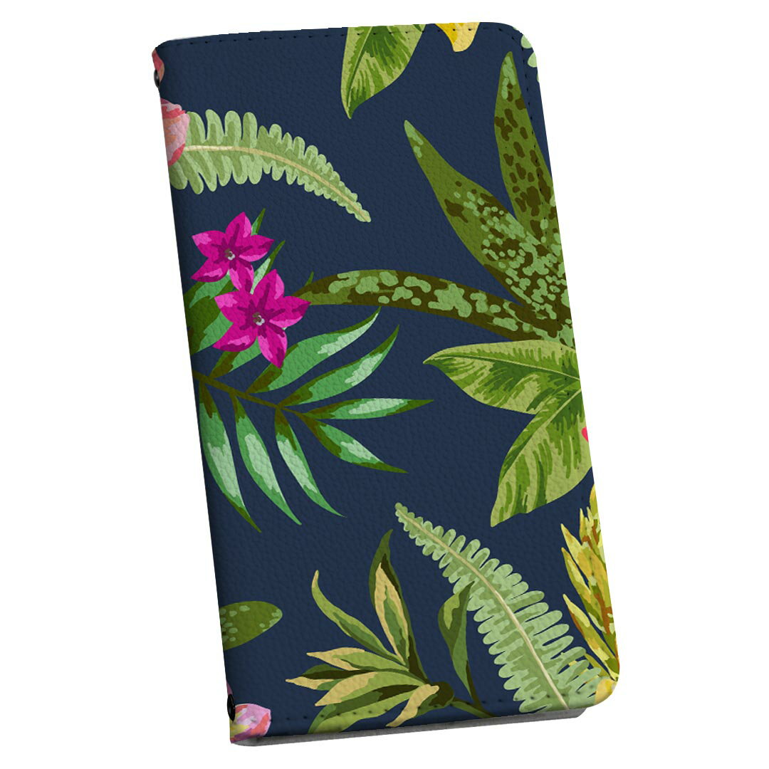 Xiaomi Redmi 12 用 XIG03 対応 ケース カバー 手帳型 マグネット式 ピタッと閉まる レザーケース シャオミ レッドミ12 カード収納 ポケット igcase 012096 ハイビスカス　植物　ネイビー