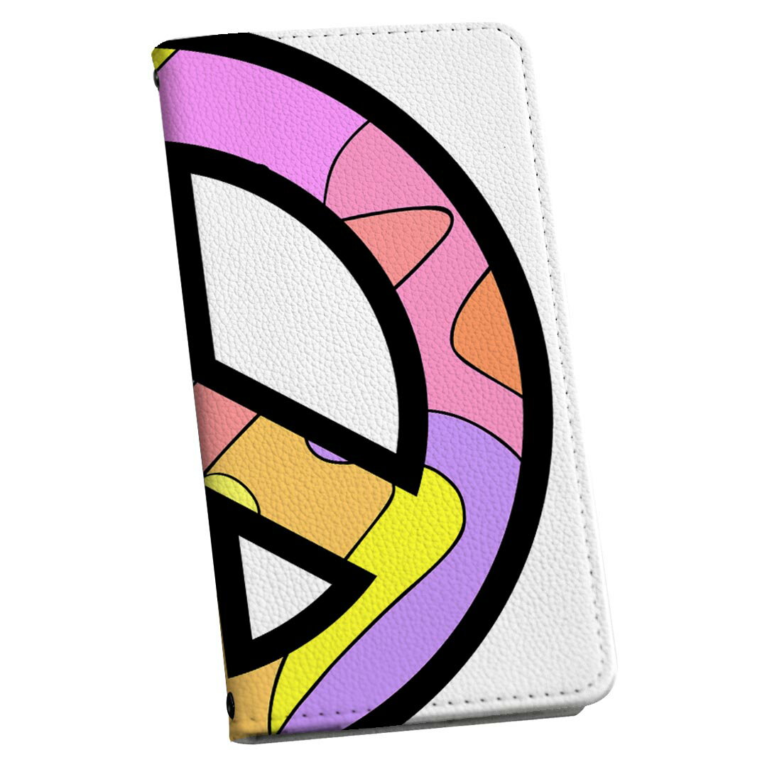 L-01K V30+ LG 専用 ケース カバー 手帳型 マグネット式 ピタッと閉まる レザーケース l01k カード収納 ポケット igcase 012110 マーク　シンプル　ピース