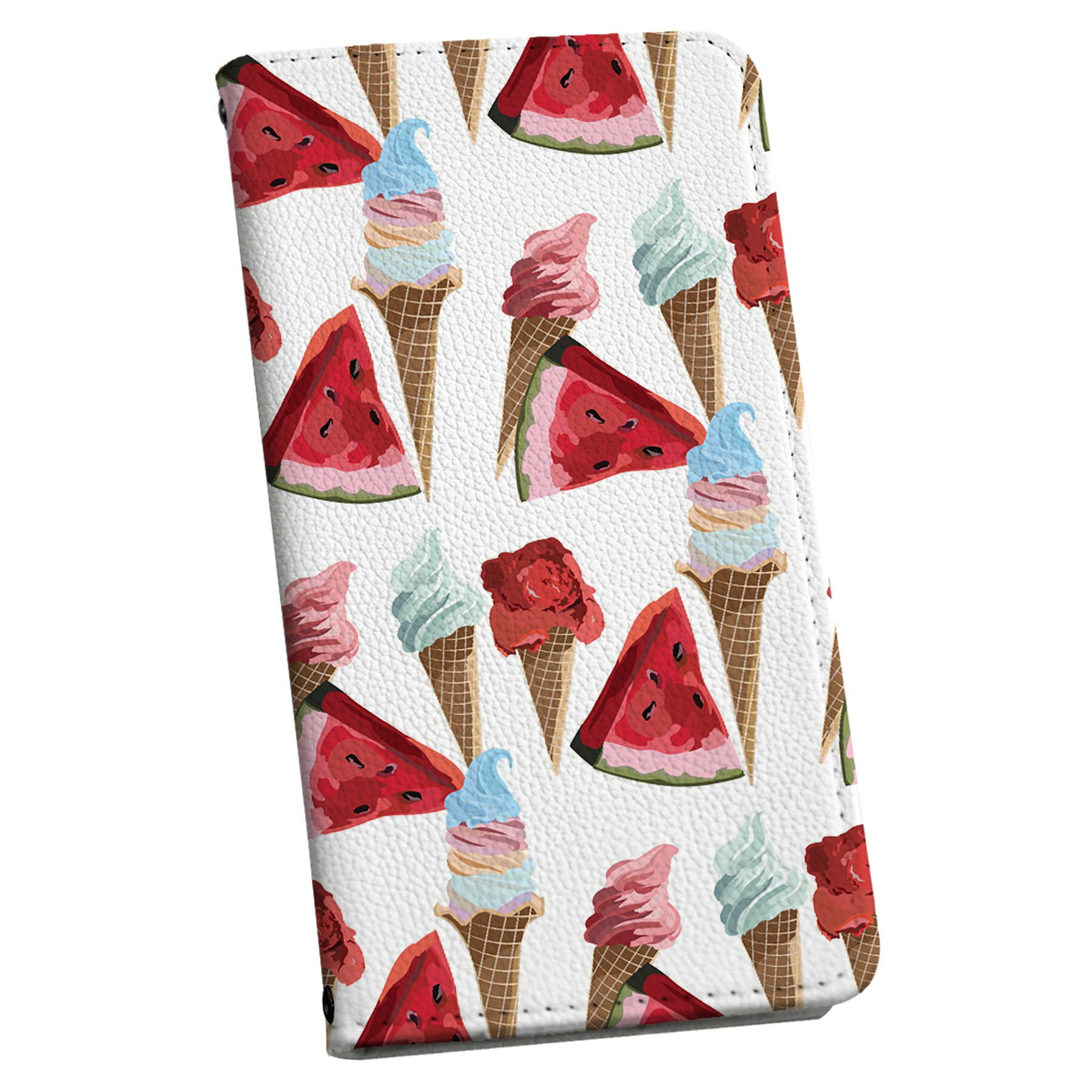 Galaxy S23 Ultra 用 手帳型 ケース SC-52D / SCG20 各キャリア 共通対応 ストラップ付き ケース ショルダー スマホ 落下防止 手帳型 マグネット式 ピタッと閉まる スマホカバー 肩掛け 斜めかけ 012142 アイス　スイカ　夏