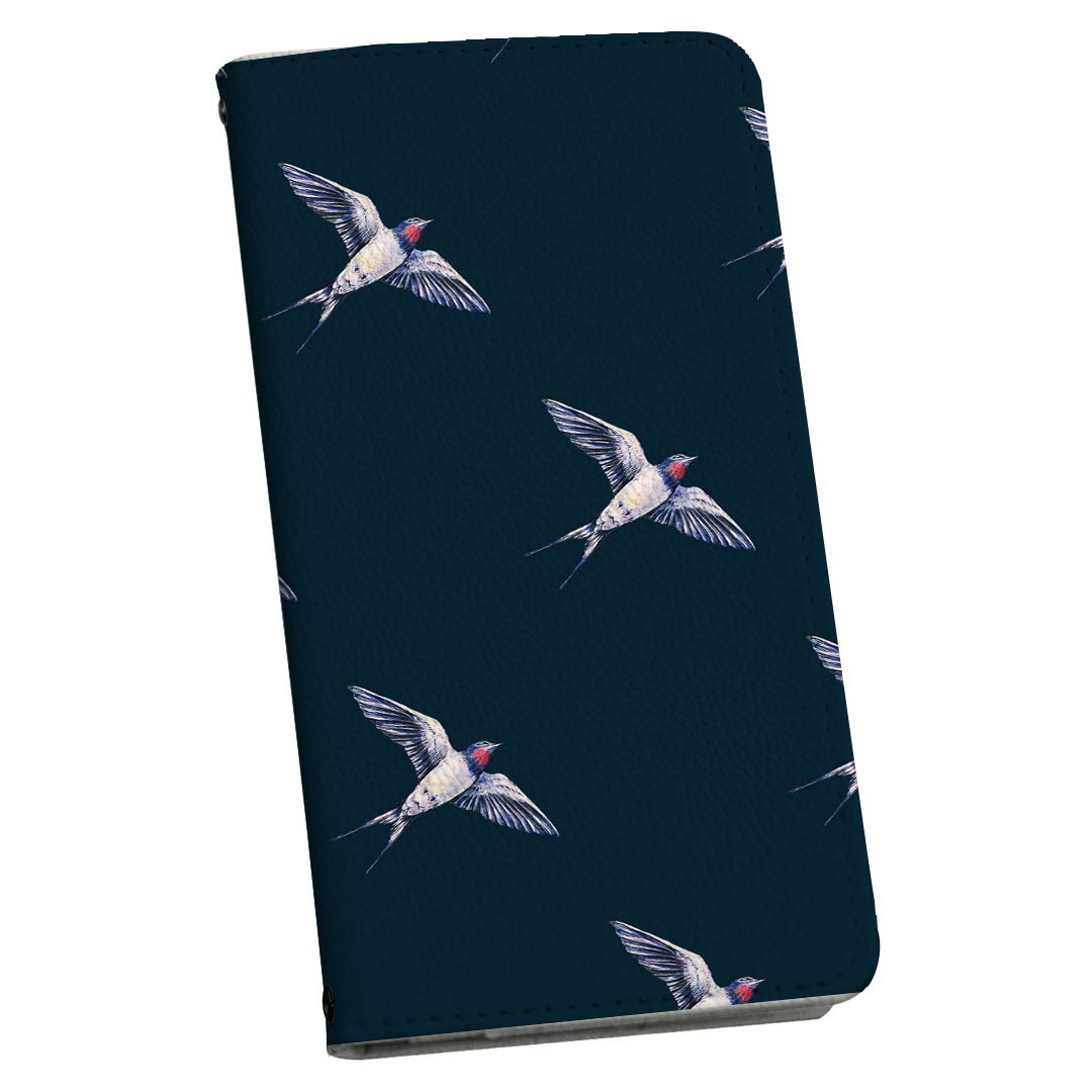 Xperia 10 IV SO-52C SOG07 共通対応 専用 ケース カバー 手帳型 マグネット式 ピタッと閉まる レザーケース so52c カード収納 ポケット igcase 012161 鳥　ツバメ　柄