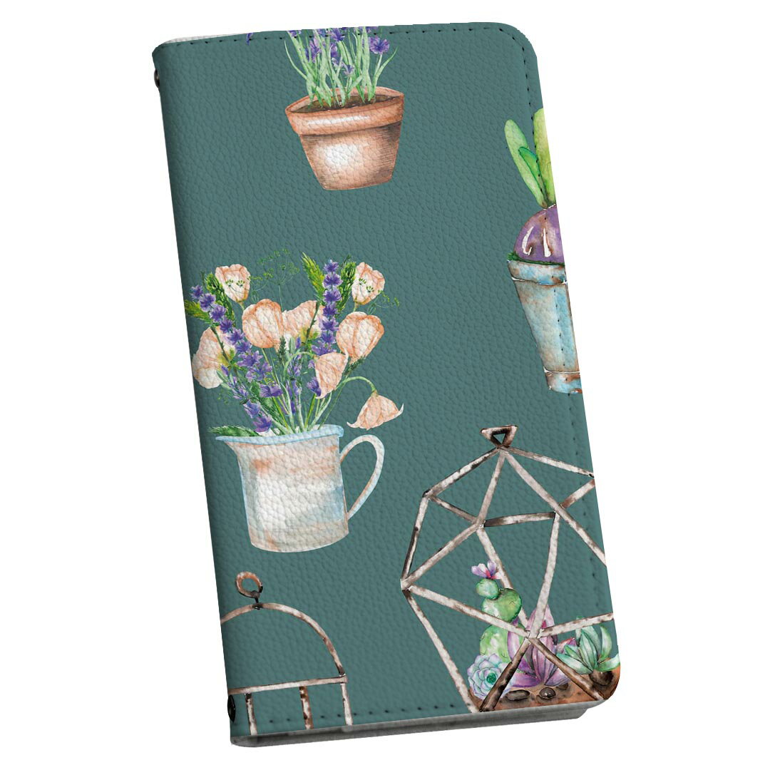 Galaxy A54 5G ギャラクシー SC-53D SCG21 専用 ケース 共通対応 カバー 手帳型 マグネット式 ピタッと閉まる レザーケース sc53d カード収納 ポケット igcase 012188 花　緑　植物