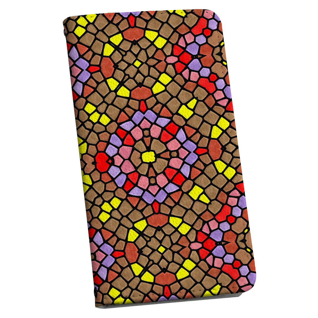 らくらくスマートフォン me F-01L 専用 ケース カバー 手帳型 マグネット式 ピタッと閉まる レザーケース f01l カード収納 ポケット igcase 012192 カラフル　柄　模様