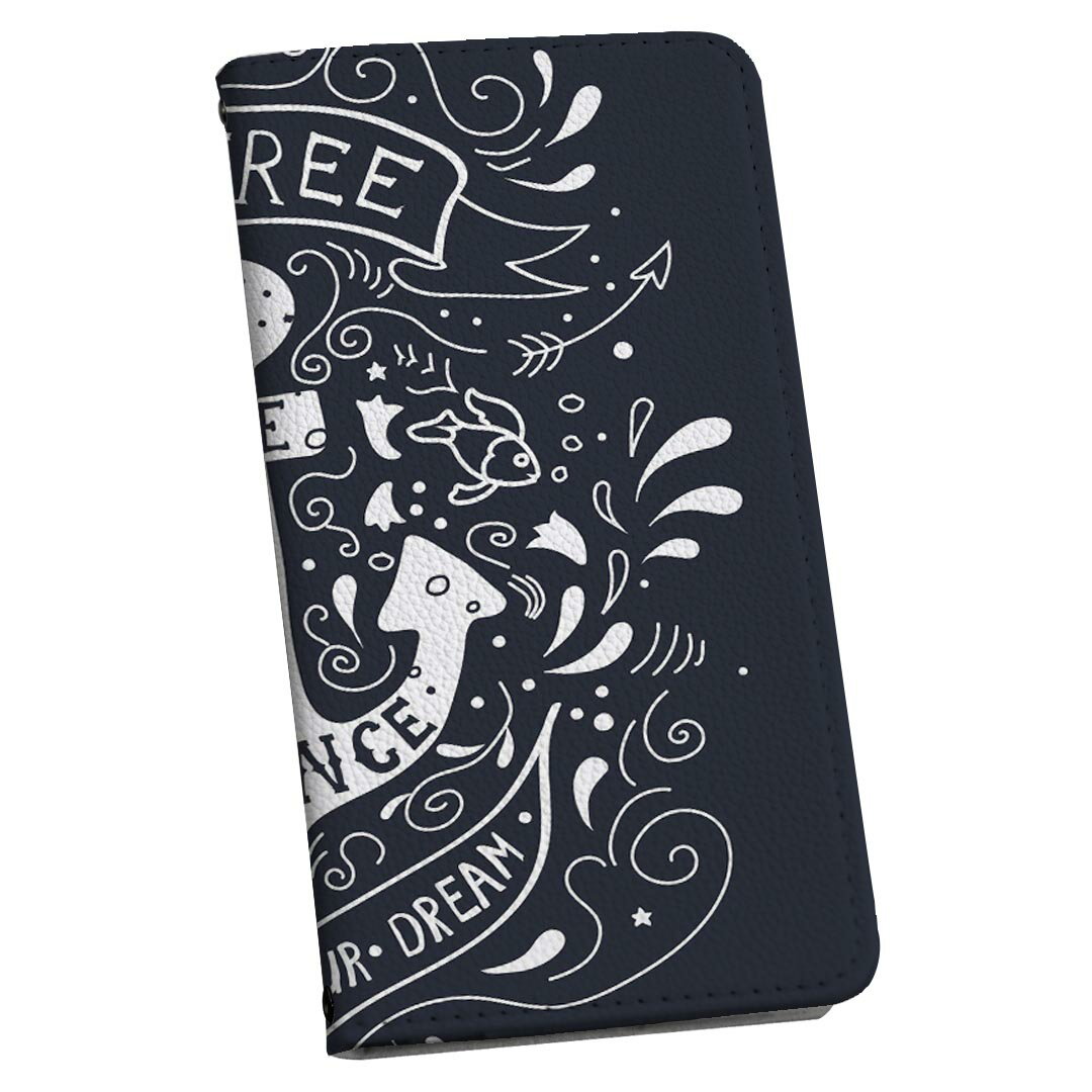 LGV33 Qua phone PX キュア フォン lgv33 ストラップ付き ケース ショルダー スマホ 落下防止 手帳型 マグネット式 ピタッと閉まる スマホカバー 肩掛け 斜めかけ 012215 いかり　ビーチ　ネイビー