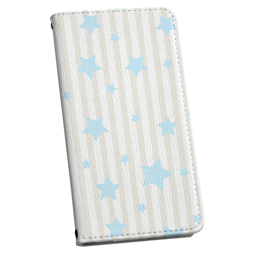 Xperia 10 III SOG04 エクスペリア au エーユー 専用 ケース カバー 手帳型 マグネット式 ピタッと閉まる レザーケース カード収納 ポケット igcase 012485 ストライプ　星　パステル