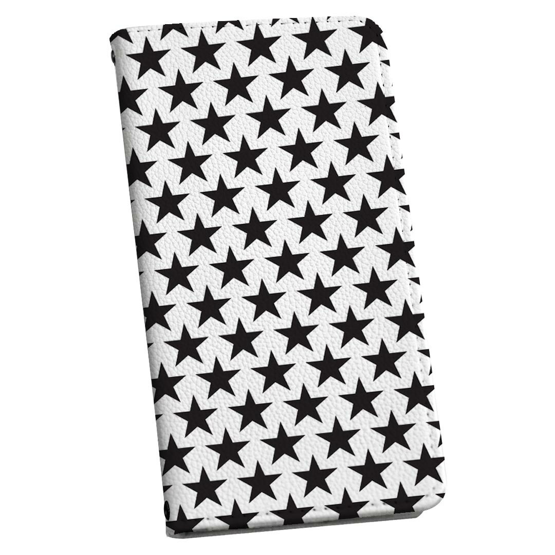 iPhone17 用 スマホカバー 各キャリア 共通対応 ケース カバー 手帳型 マグネット式 ピタッと閉まる レザーケース iphone 17 カード収納 ポケット igcase 012623 星　スター　モノトーン