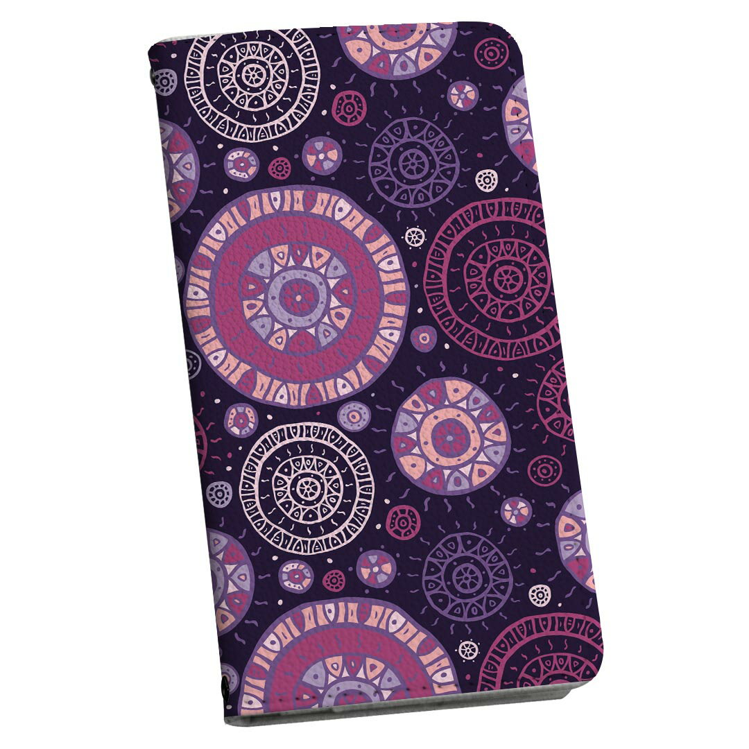 Galaxy A51 5G 用 スマホカバー SC-54A / SCG07 共通対応 ケース カバー 手帳型 マグネット式 ピタッと閉まる レザーケース カード収納 ポケット 012676 丸　柄　模様(2.0)