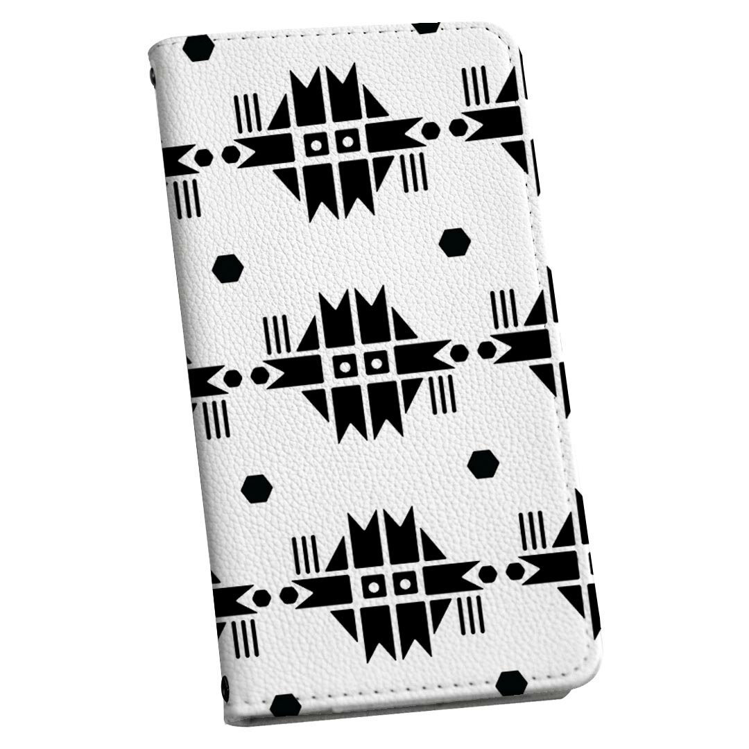 iPhone XR iPhone 10r アイフォーン エックスアール テンアール 専用 ケース カバー 手帳型 マグネット式 ピタッと閉まる レザーケース iphonexr カード収納 ポケット igcase 012737 白黒　モノトーン　エスニック