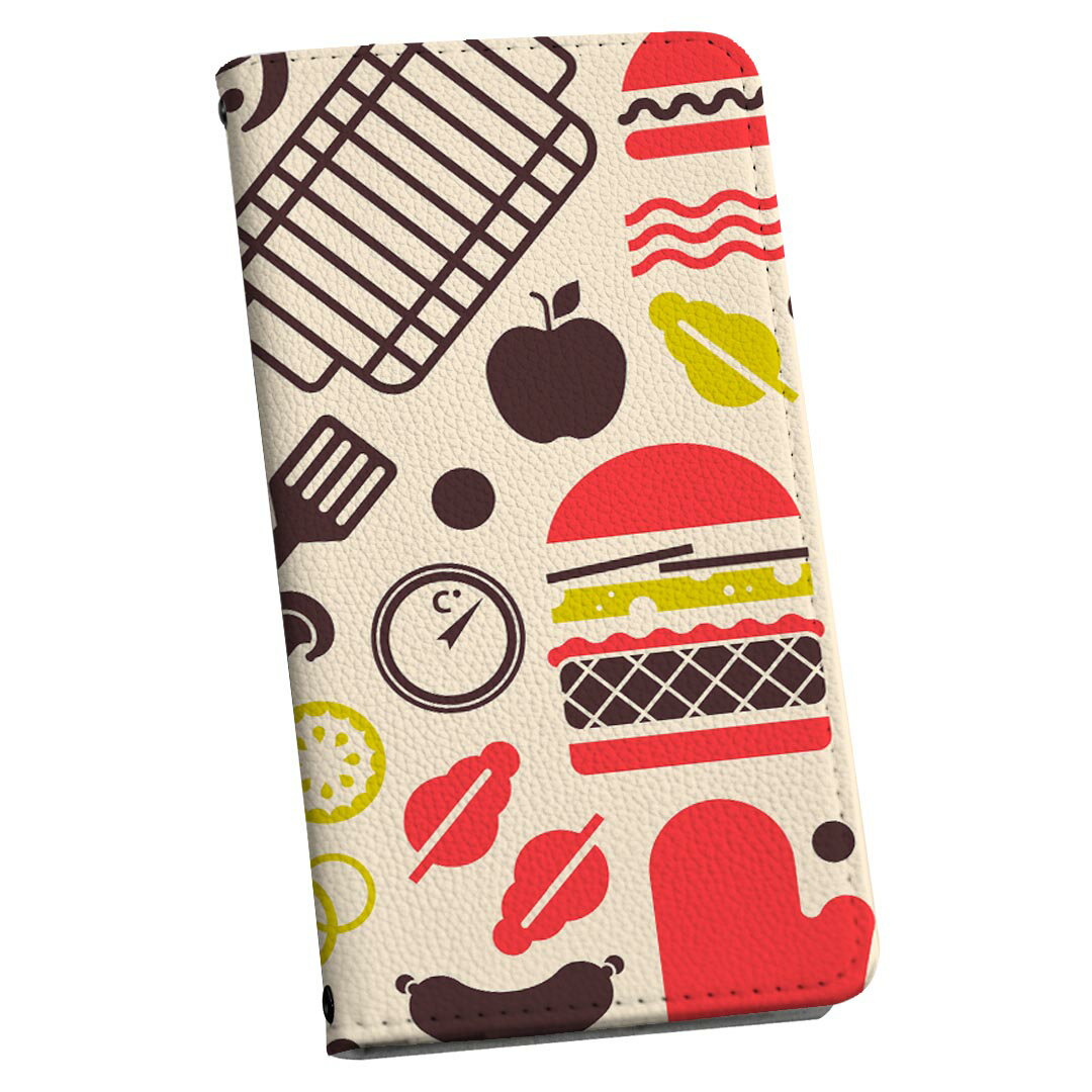 AQUOS R6 SH-51B アクオス 専用 ケース カバー 手帳型 sh51b マグネット式 ピタッと閉まる レザーケース カード収納 ポケット igcase 012906 ハンバーガー　食べ物　ポップ