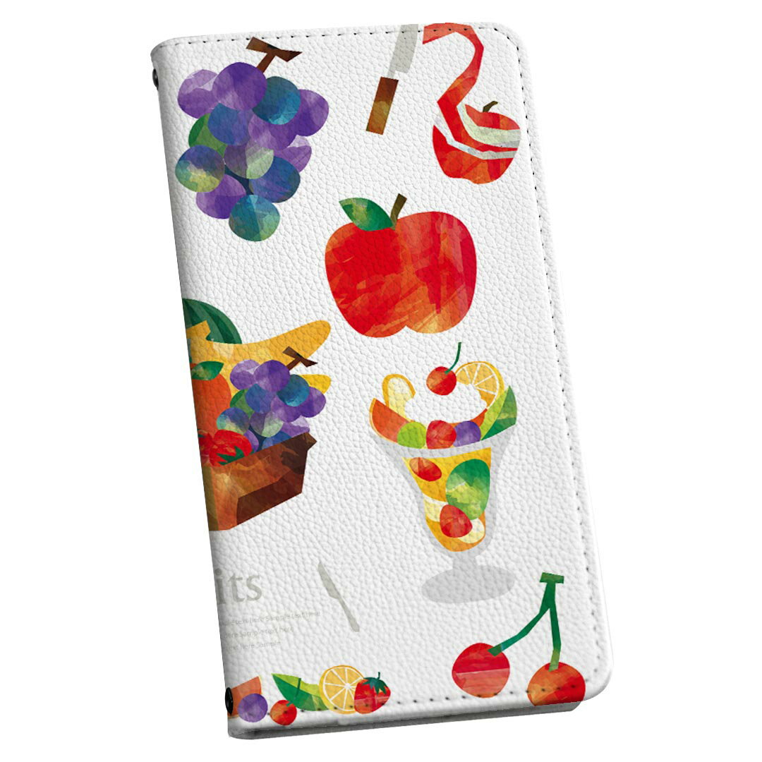 Mobile Phone - AQUOS wish2 / wish 用 スマホカバー SH-51C / SHG06 / A104SH / SH-M20 共通対応 ケース カバー 手帳型 マグネット式 ピタッと閉まる レザー カード収納 ポケット 013235 果物　リンゴ　バナナ